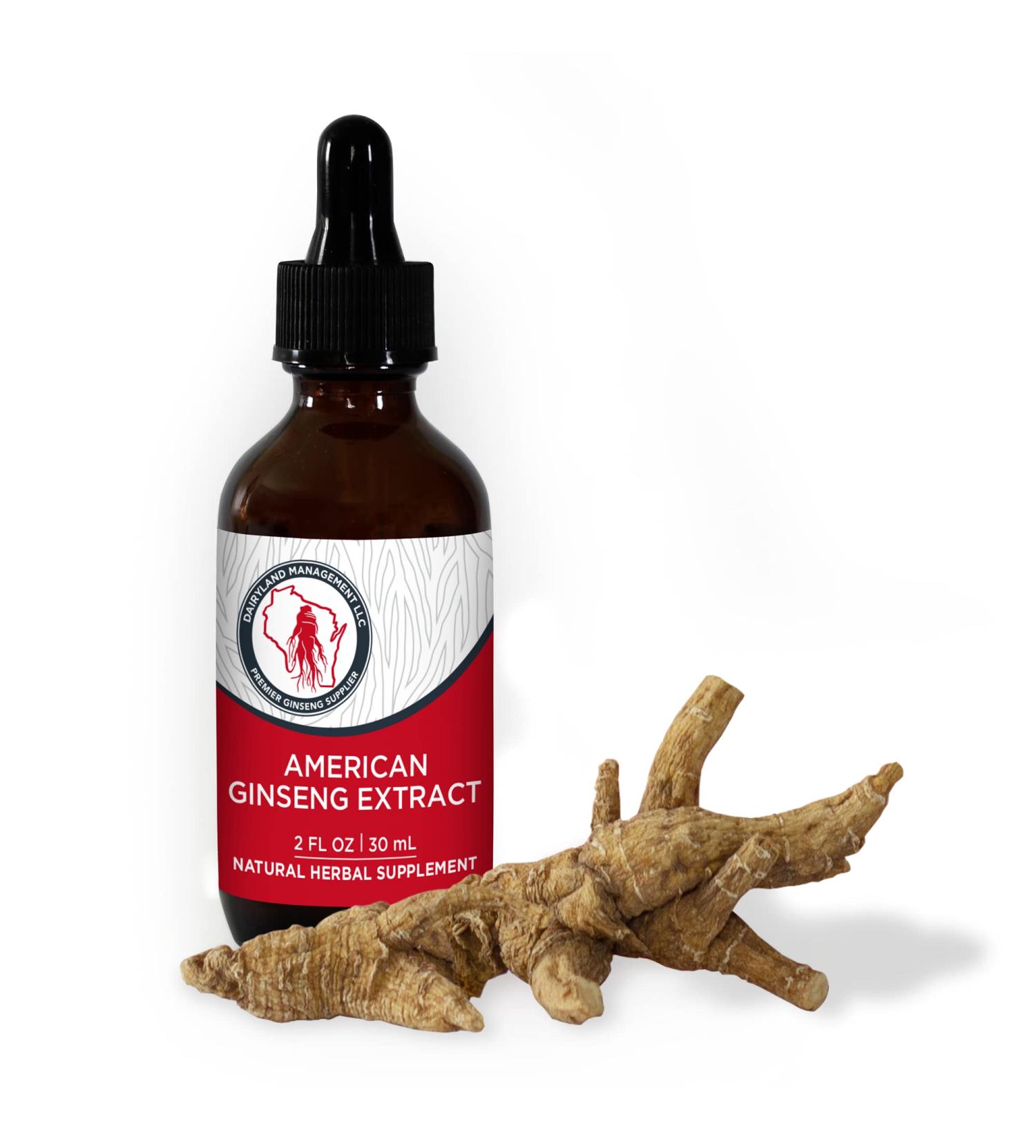 Dairyland American Ginseng Extract 2 Fl oz Authentic Wisconsin Ginseng Liquid for Healthy Energy Vitality Mood and More- Non-GMO Gluten Free - Ginseng Herb Supplement for Daily Use American Ginseng Extract 2 Fl O  - Buy Online on GoSupps.com