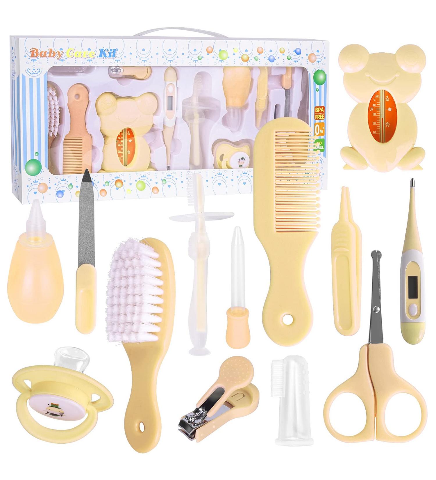 RoseFlower 13 in 1 Baby Healthcare and Grooming Kit - Nursery Care Set for Newborns, Infants, Toddlers - Nail Clipper, Nose Cleaner, Toothbrush, Nasal Aspirator - Boys, Girls, Kids - Buy Online on GoSupps.com