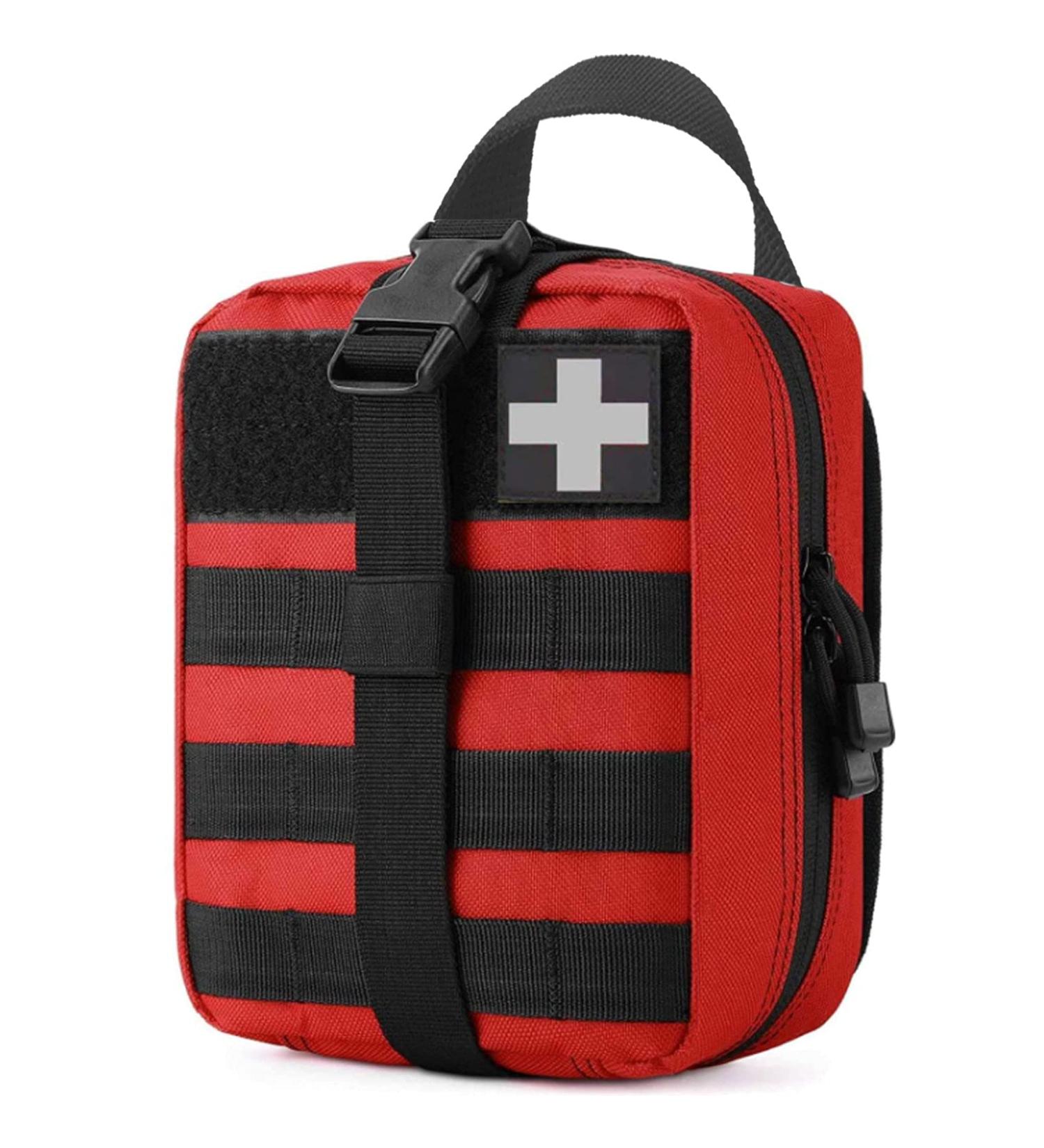 1000D Molle RIP Away Tactical First Aid Pouch - Red | Camping Hiking Travel Bag - Buy Online on GoSupps.com