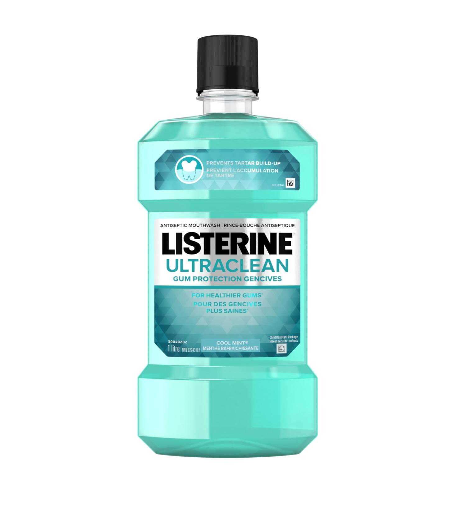 Listerine Ultraclean Anti Tartar Antiseptic Mouthwash with Everfresh Technology 1 Litre - Buy Online on GoSupps.com