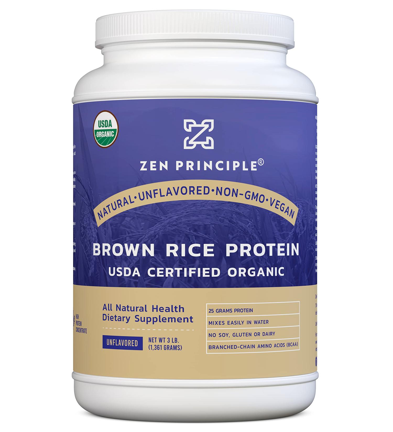 Organic Brown Rice Protein Powder 3 LB - USDA Certified, Unflavored, 25g Protein, Non-GMO, Vegan - Gluten, Soy, and Dairy Free - Easy Mixing Ultra-Fine Powder - Buy Online on GoSupps.com