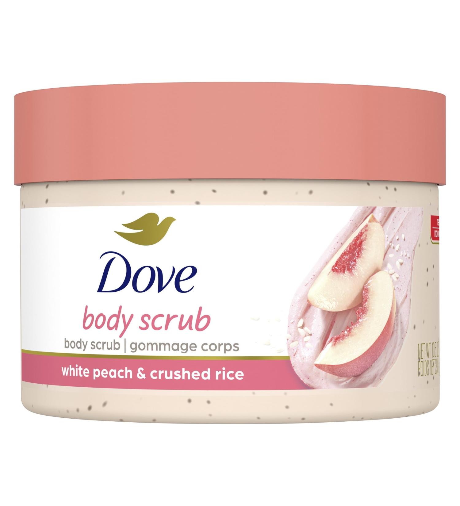 Dove Body Scrub for Silky Smooth Skin White Peach & Crushed Rice Exfoliating Body Scrub that Restores Skin's Natural Nutrients 298 g Peach 298 g (Pack of 1) - Buy Online on GoSupps.com