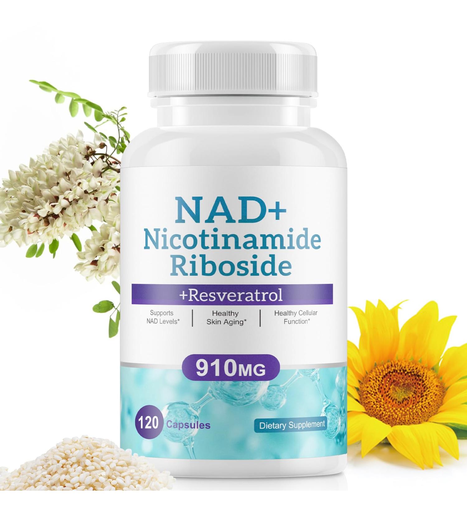 NAD+ Supplement Alternative - Liposomal Nicotinamide Riboside - Resveratrol & Quercetin - High Purity NAD Supplements for Anti-Aging Focus Energy 120 Capsules - Buy Online on GoSupps.com
