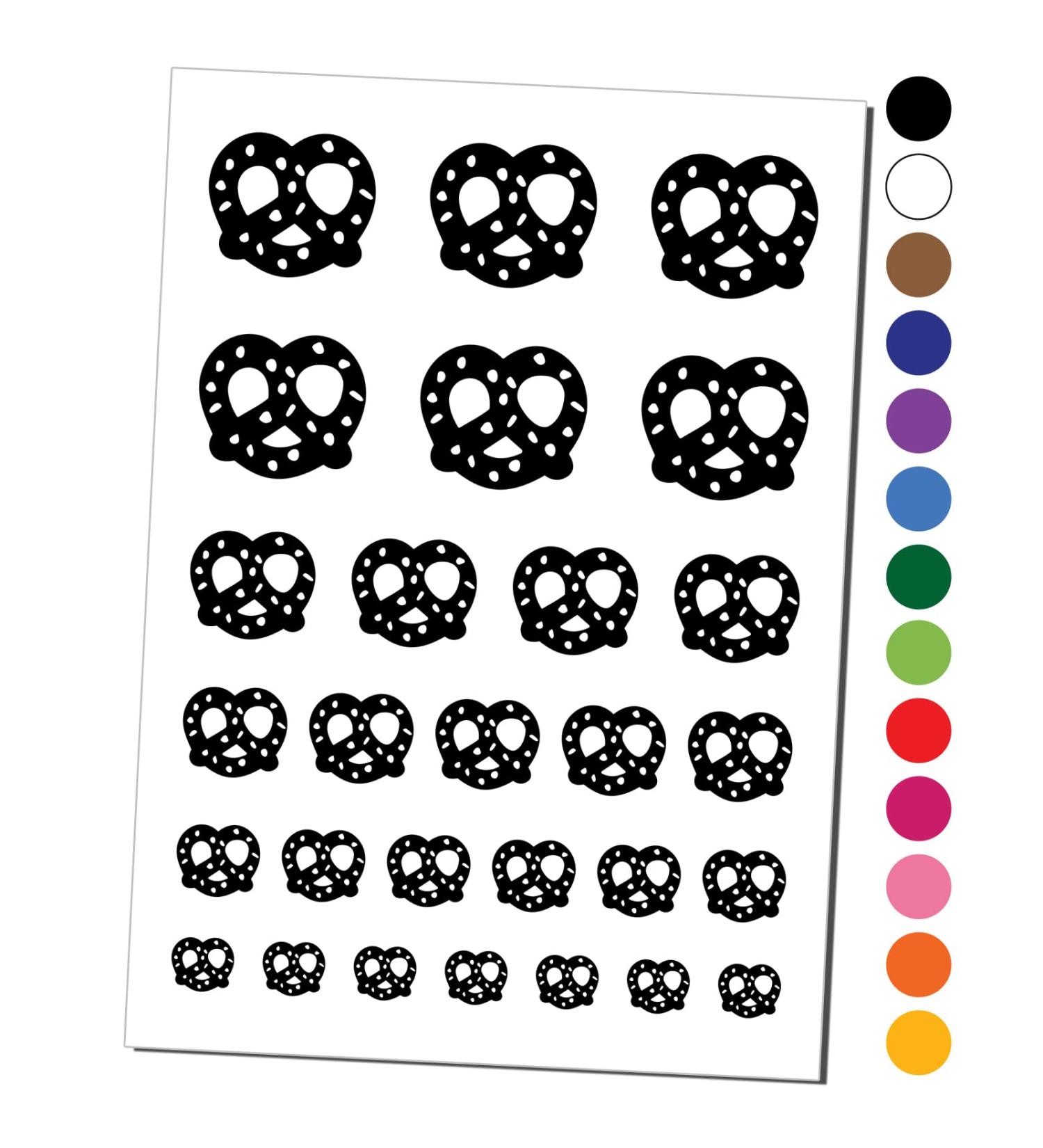 German Pretzel with Salt Temporary Tattoo Set - Water Resistant Fake Body Art in Black (1 Sheet) - Buy Online on GoSupps.com