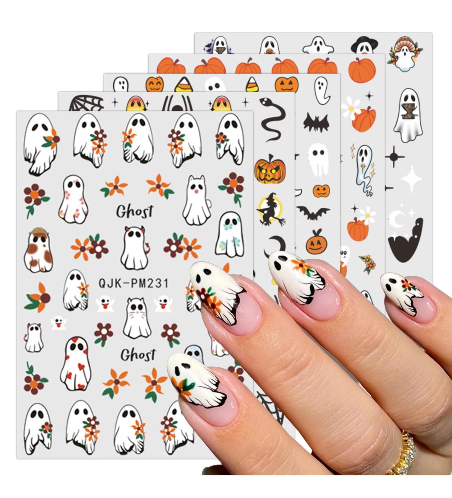 JMEOWIO 9 Sheets Halloween Nail Art Stickers Decals Self-Adhesive Star Cute Ghost Nail Supplies Nail Art Design Decoration Accessories - Buy Online on GoSupps.com