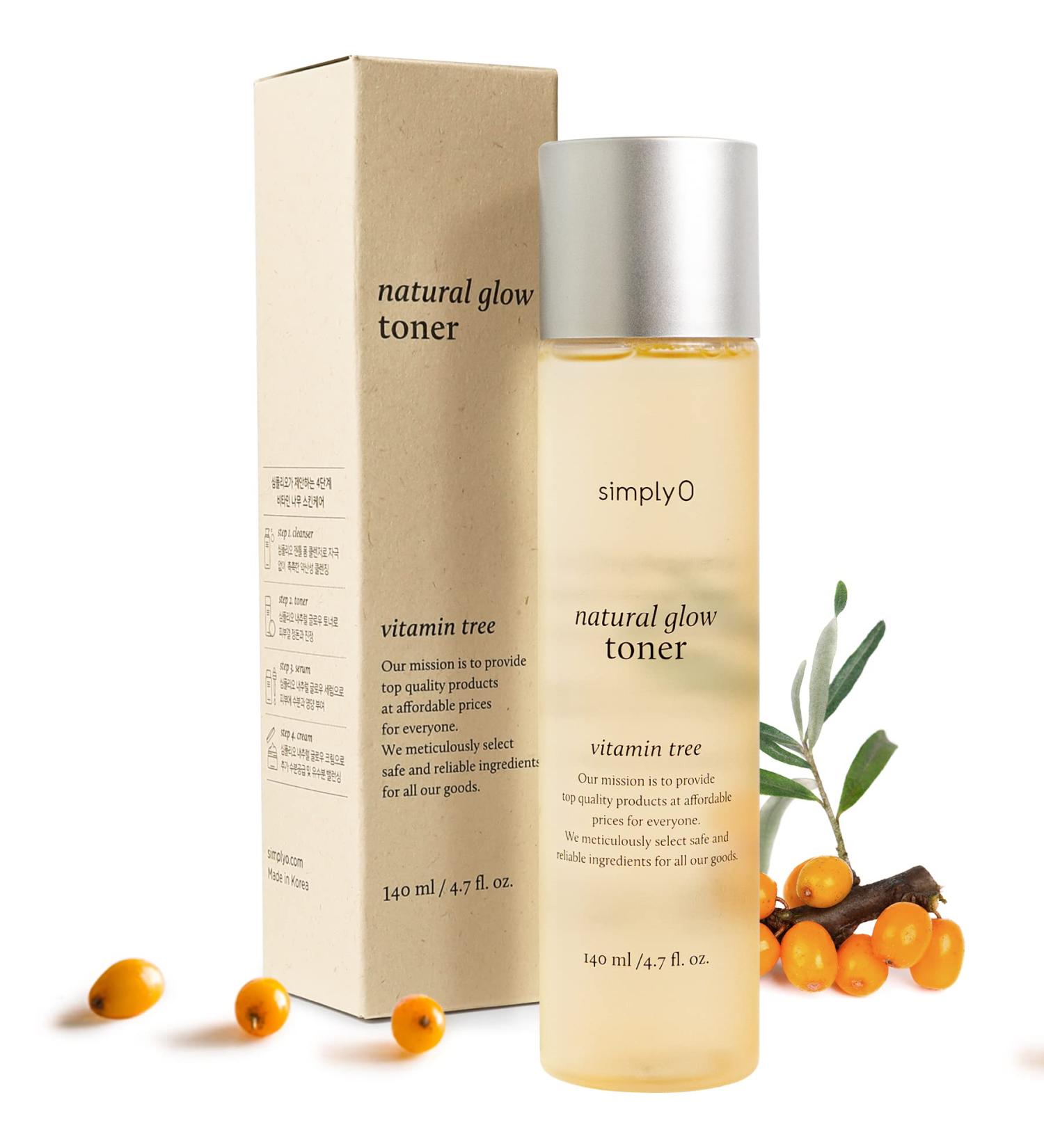 SimplyO Natural Glow Facial Toner - 83% Sea Buckthorn Extract - Korean Skincare Vegan - 4.7 fl oz - Buy Online on GoSupps.com