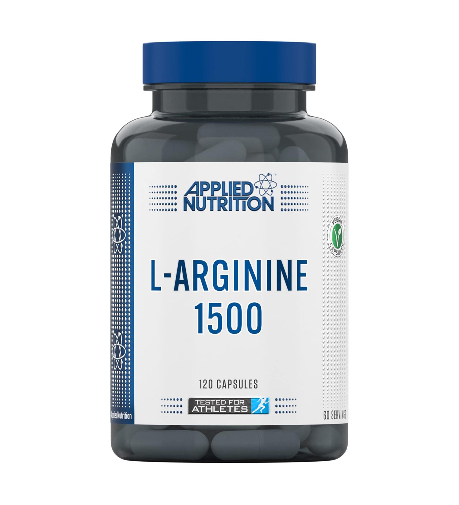 Applied Nutrition L-Arginine Capsules - 1500mg High Strength Nitric Oxide Booster - 60 Servings | Workout Performance Boost - Buy Online on GoSupps.com