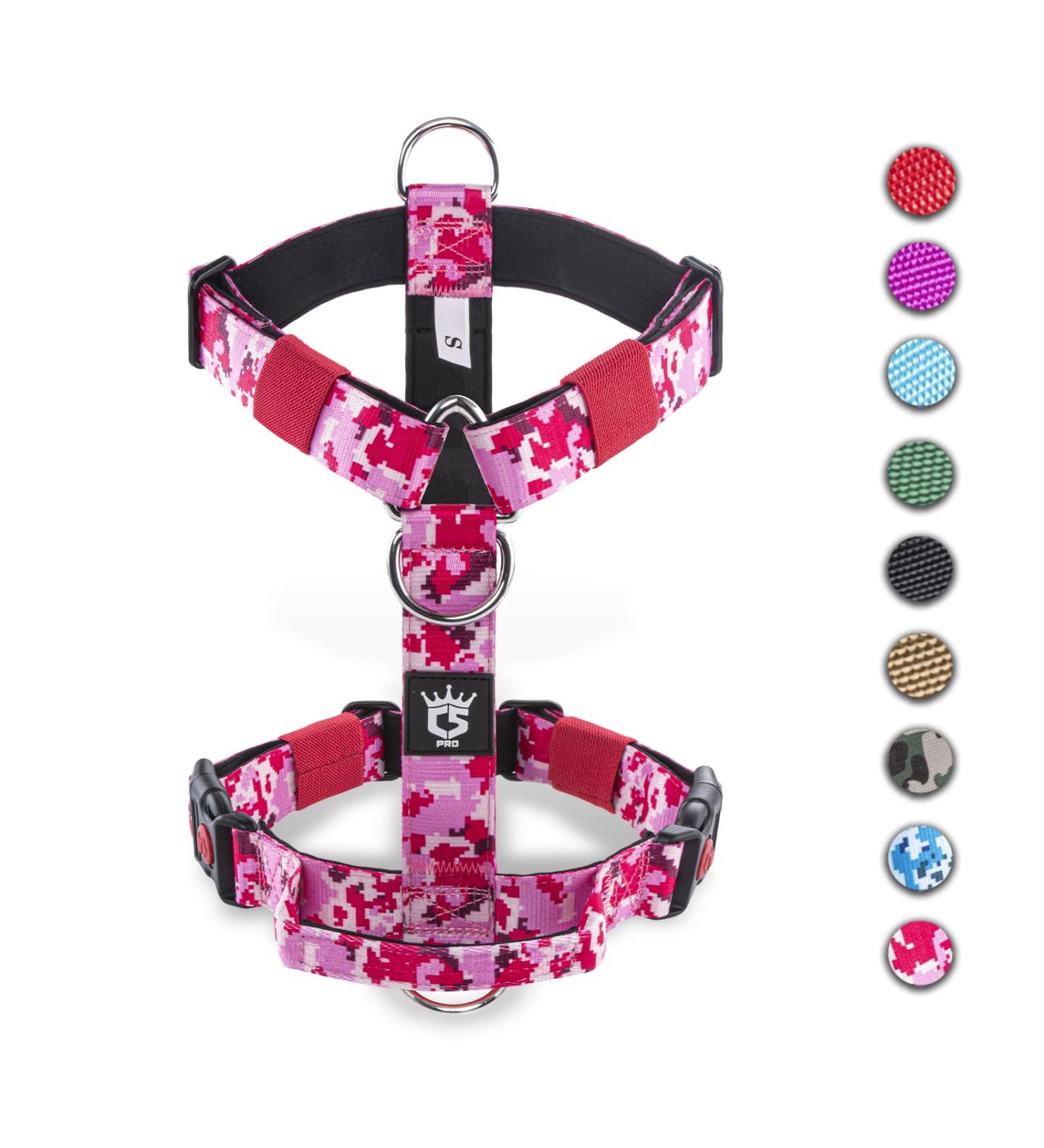 Tspro Tactical Dog Harness with Handle 3.3cm Wide Military Quality & Thick Padded Quick-Release for Small Dogs (14-23kg) - Camo Pink - Buy Online on GoSupps.com