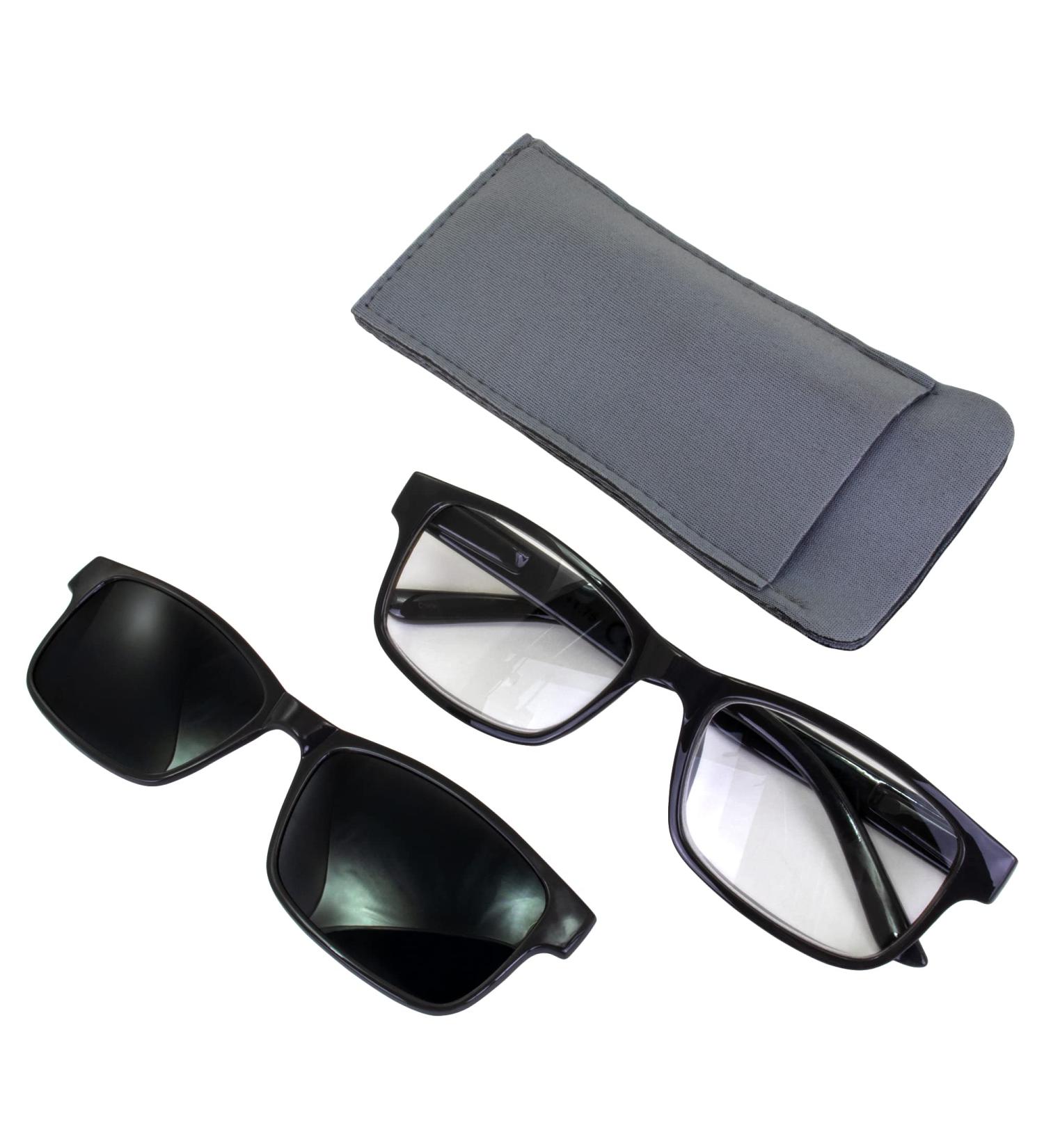 Global Vision Reading Glasses +2.0 Magnification | Gray Frame Clear Lens Polarized Clip-On Shades - Enhance Your Vision Worldwide - Buy Online on GoSupps.com
