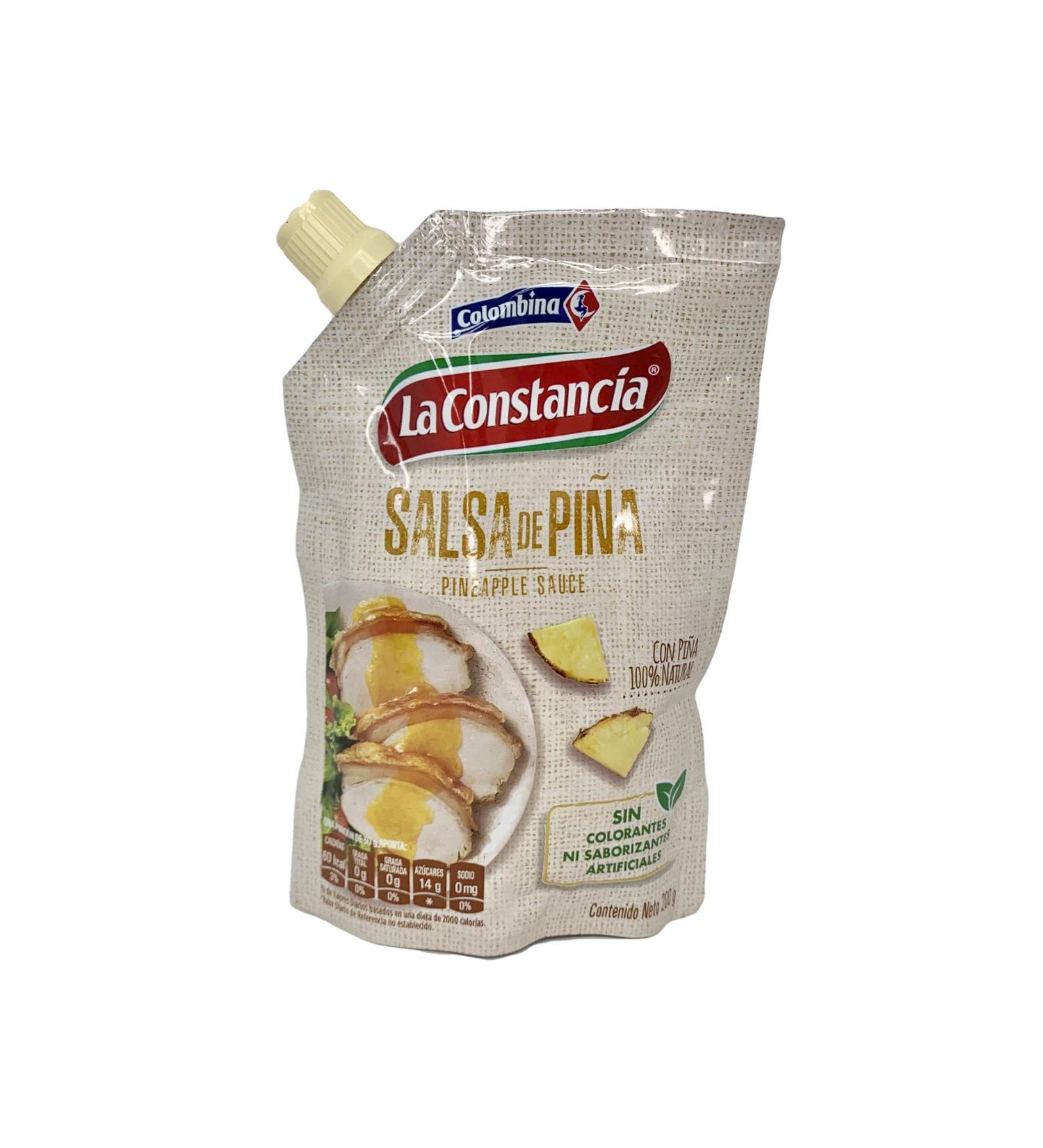 Colombian Pineapple Sweet Sauce Salsa De Pia Colombiana La Constancia para Perros Calientes, Hamburgesas, Comida Rapida, Carnes, y mucho mas 200g