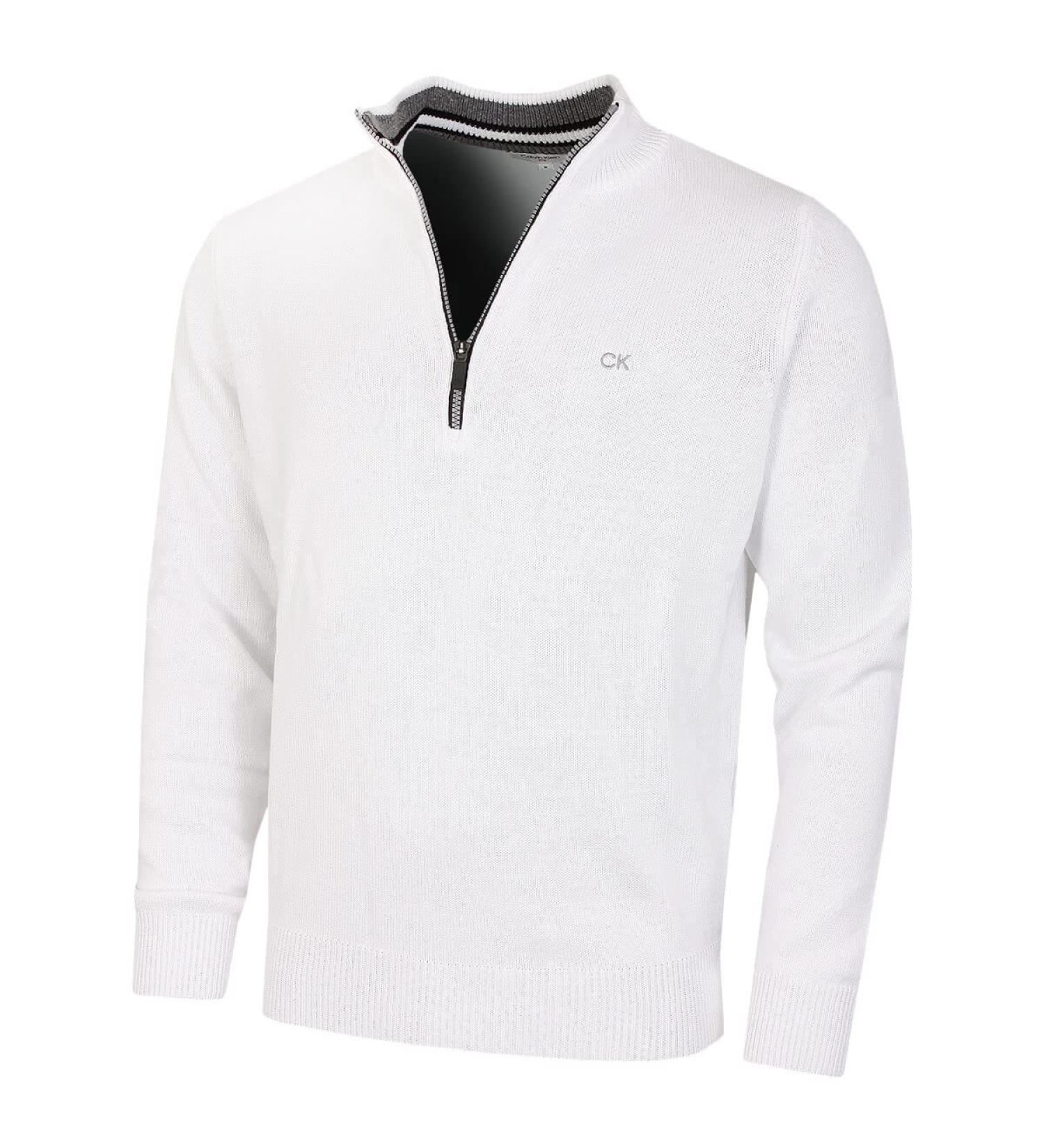Calvin Klein Golf Men's Cotton Sweater - White - XL | Premium Quality Golf Apparel - International Shipping Available - Buy Online on GoSupps.com