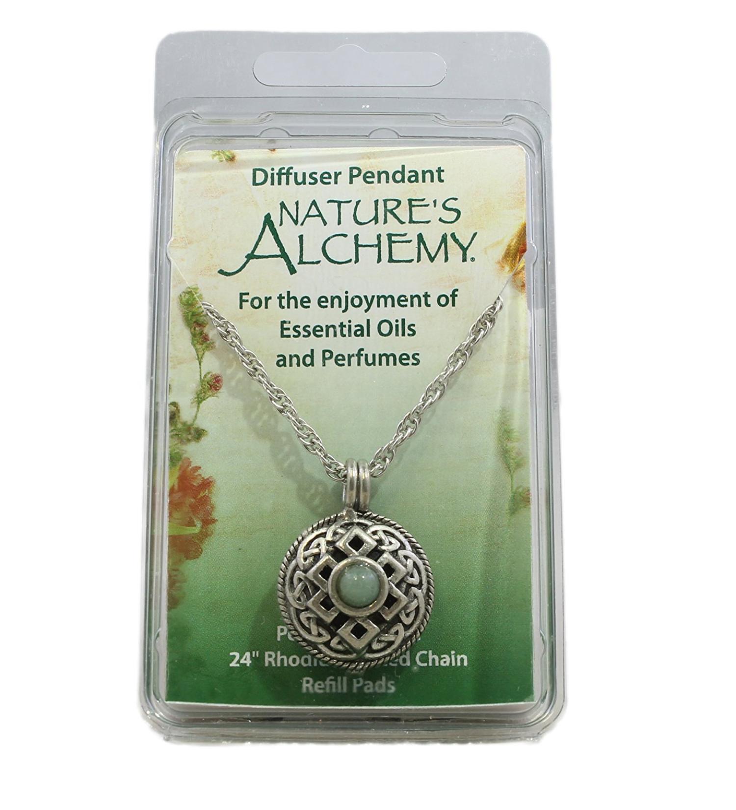 Nature's Alchemy Celtic Green Amazonite Antiquity Diffuser Pendant Necklace - Aromatherapy Jewelry for Wellness and Style - Buy Online on GoSupps.com