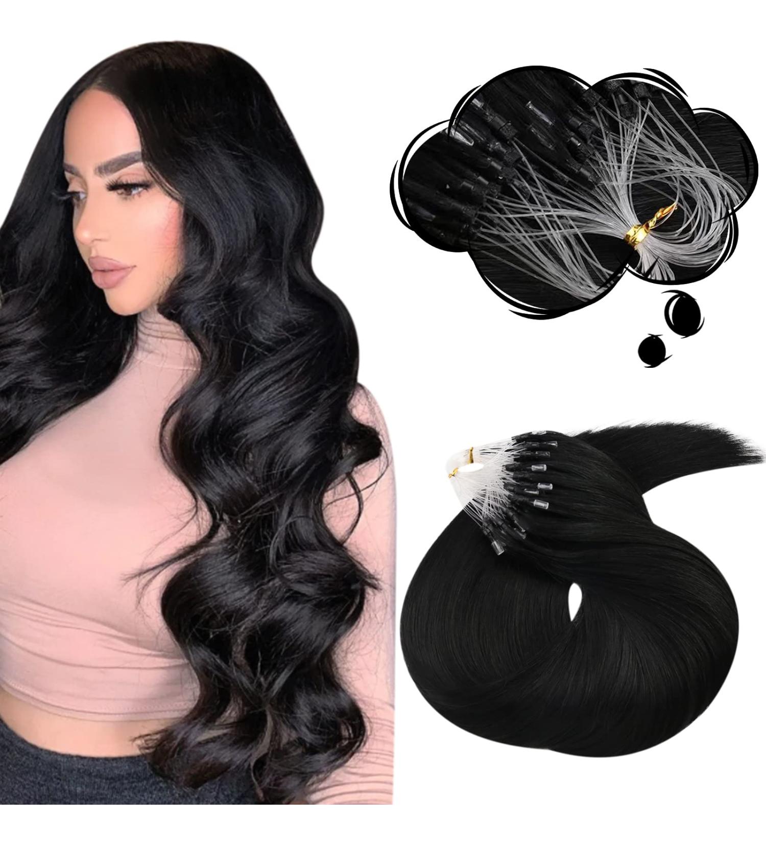 Moresoo Microring Extensions - Real Remy Hair 1g 60cm Black - Premium Loop Hair Extensions #1 - Buy Online on GoSupps.com