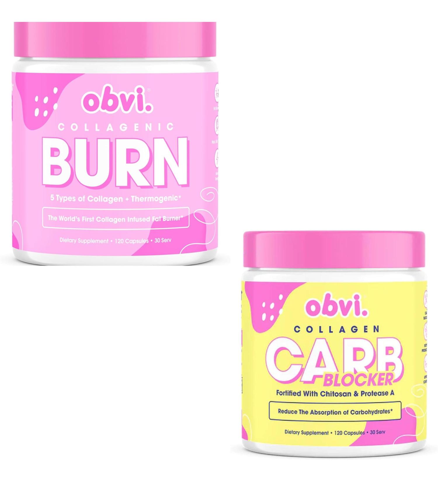 Obvi Collagenic Burn and Guilt Free Carb Blocker| Collagen Peptide-Infused Thermogenic Supplement Support Weight Management Healthier Nails & Longer Hair Enzyme Production - Buy Online on GoSupps.com