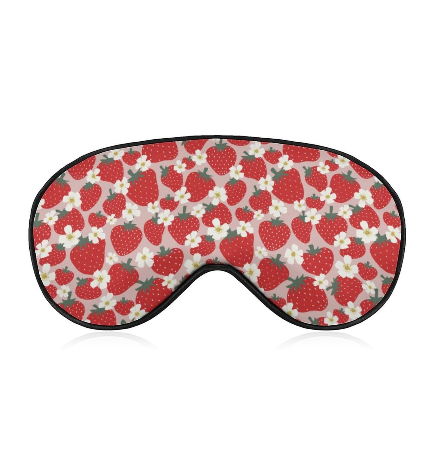 Cartoon Strawberry Flower Sleep Mask for Women | Adjustable Eye Shades with Elastic Strap - Buy Online on GoSupps.com