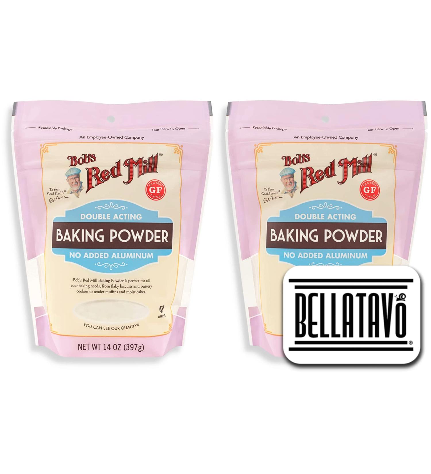 Gluten Free Baking Powder Bundle - 2 x 14 oz Bags of Bob's Red Mill, Non-GMO, Aluminum-Free, Kosher + BELLATAVO Fridge Magnet - Buy Online on GoSupps.com