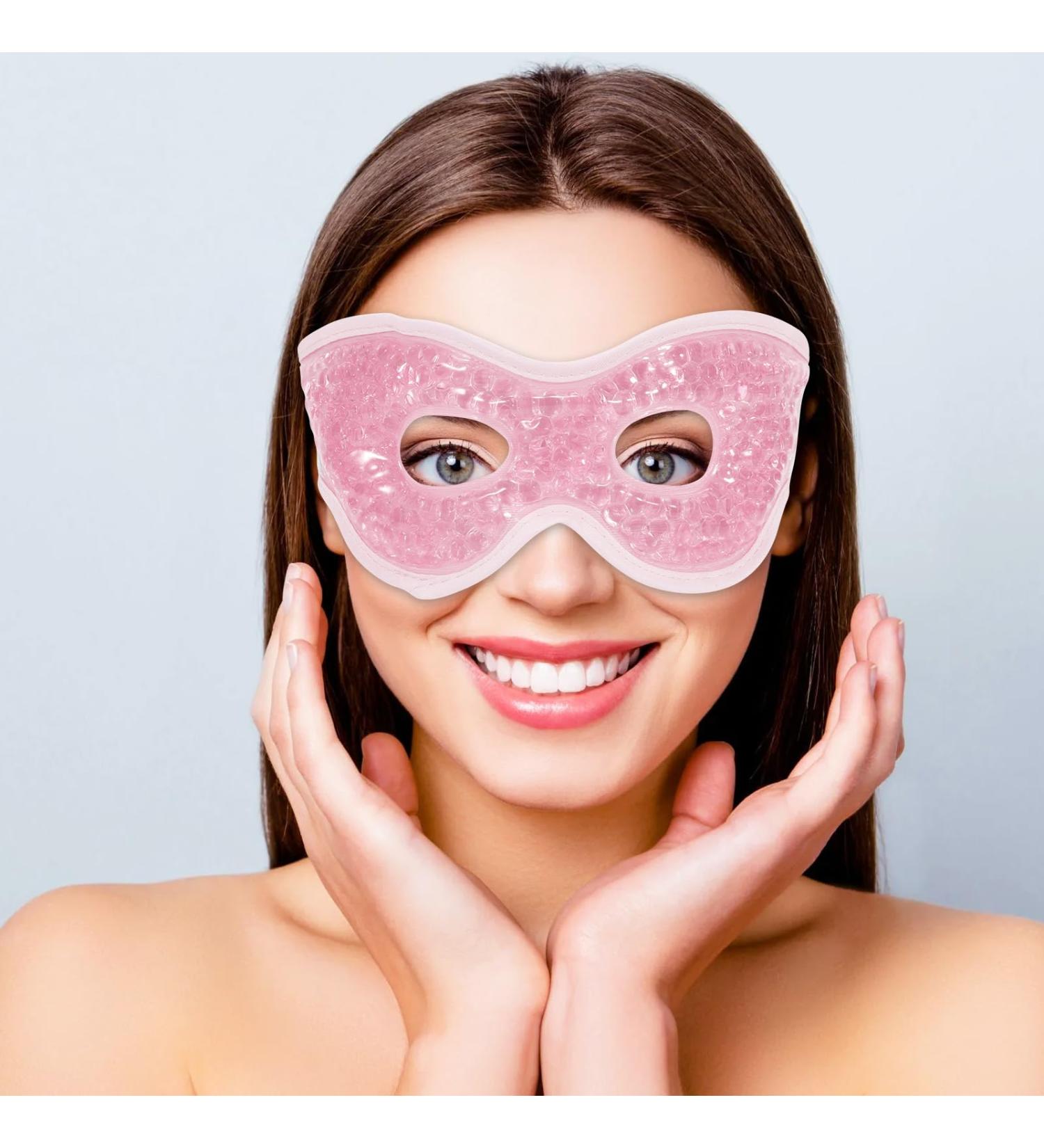 MIVORA Cooling Gel Mask for Puffy Eyes - Hot Cold Therapy for Migraine Headache, Dark Circles, Sinus Pain - Reusable - Light Blue (A-pink) - Buy Online on GoSupps.com