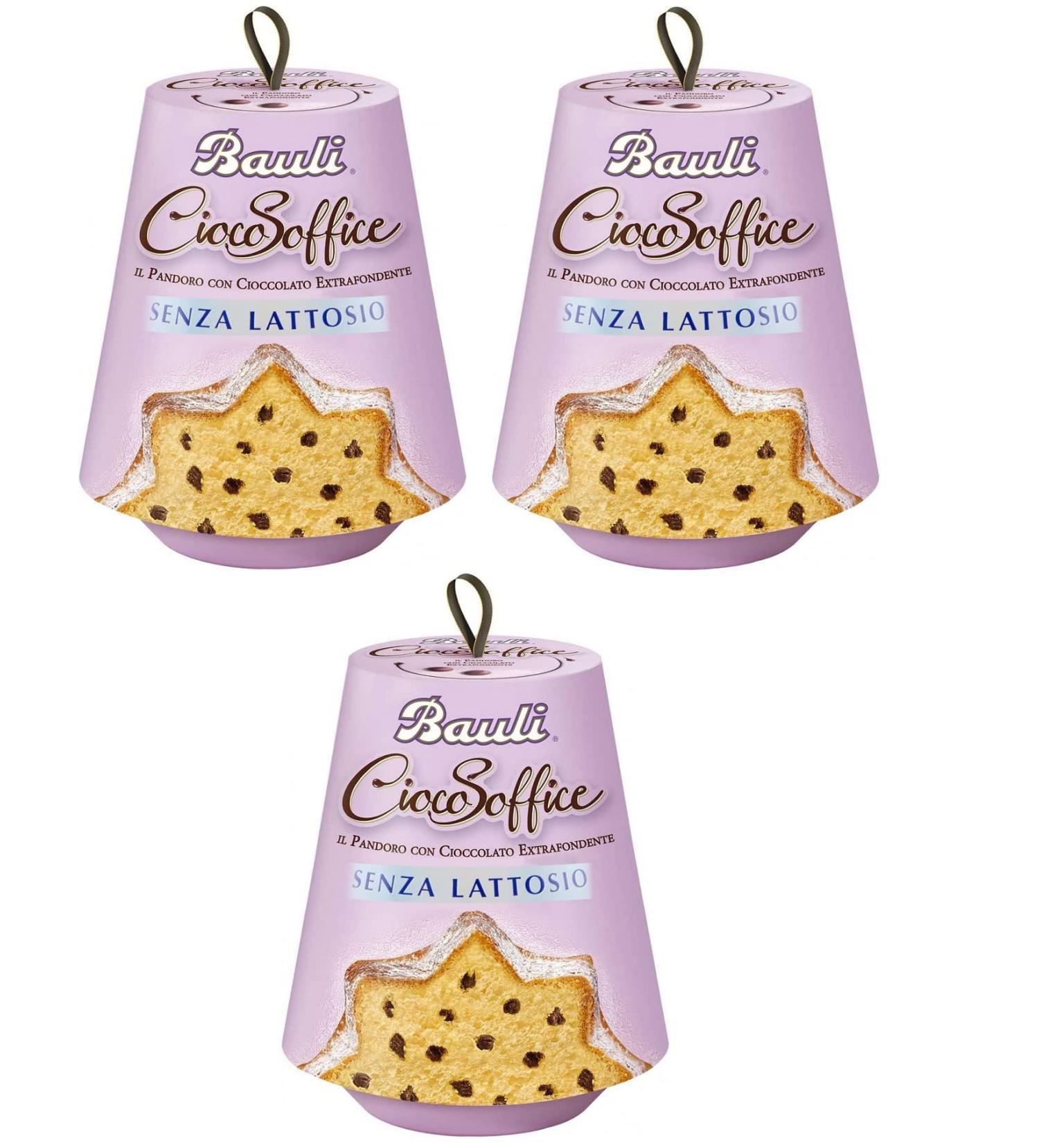 Bauli Bauli CiocoSoffice 700g Lactose Free Christmas Cake with Extra Dark Chocolate Drops Set of 3