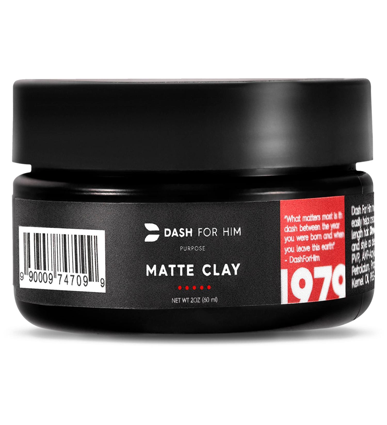 DASH FOR HIM Men's Hair Clay - Medium Strong Hold Matte Clay with Premium Natural Ingredients - Vegan Friendly Styling Clay 2 Oz - Buy Online on GoSupps.com