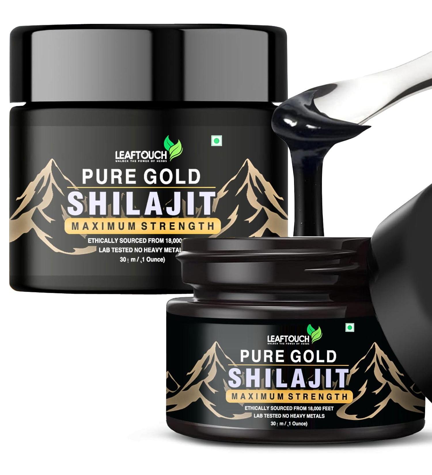 LEAFTOUCH Pure Gold Shilajit Resin | Pure Himalayan Shilajit Resin | Organic and High Potency | 85+ Trace Minerals & Rich in Fulvic Acid | 30gm (1.06 Oz) Pure Gold Shilajit (Pack of 1) - Buy Online on GoSupps.com