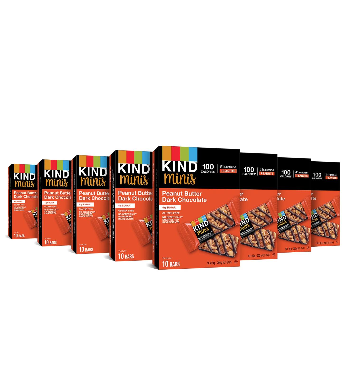 KIND Minis Peanut Butter Dark Chocolate Gluten Free 100 Calories Low Sugar 80 Count Peanut Butter Dark Chocolate 80 - Buy Online on GoSupps.com