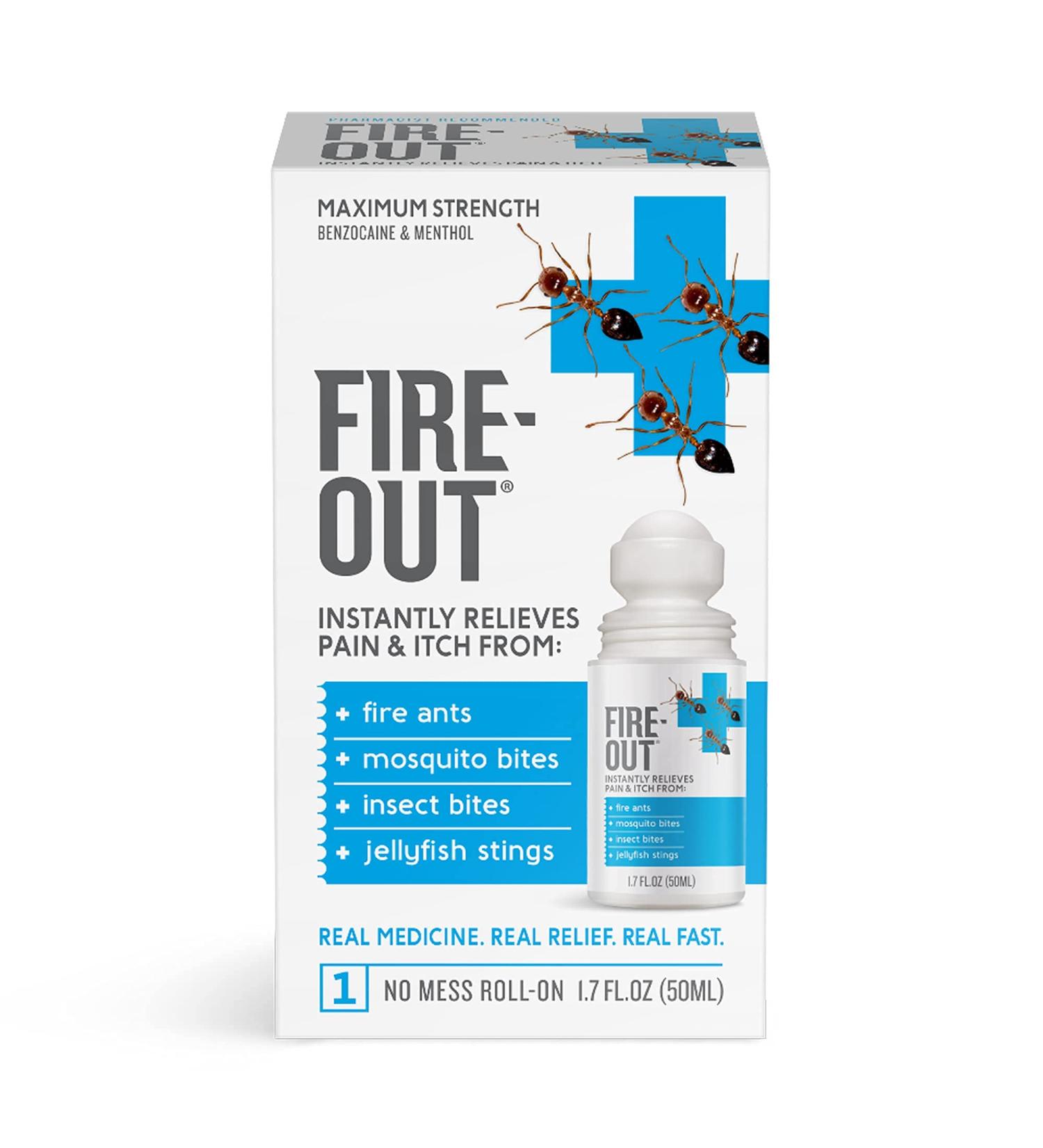 Fire Out Instant First Aid Pain Relief for Fire Ant Stings & Bug Bites - 1.7oz Roll-On - Buy Online on GoSupps.com