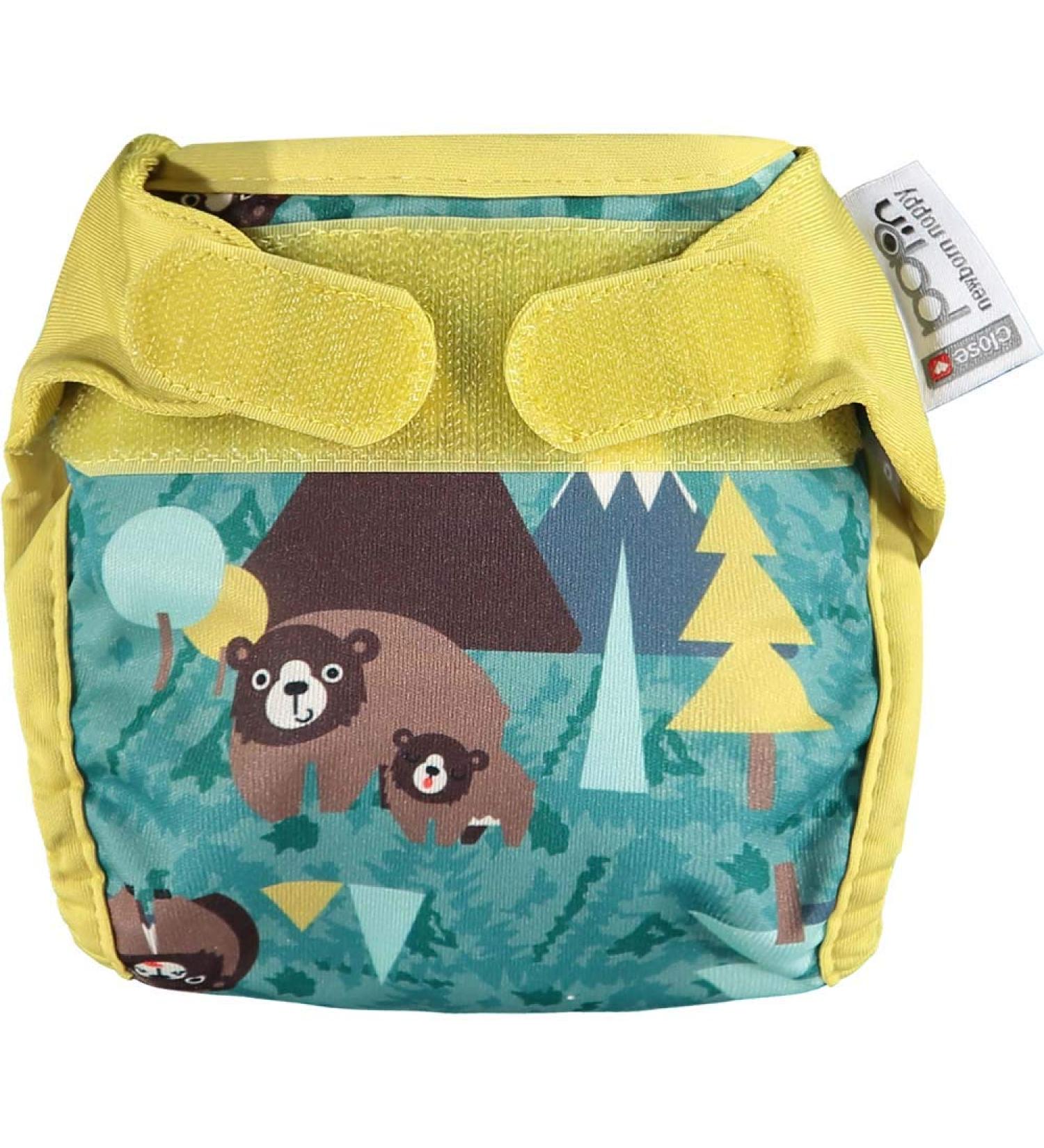 Close Pop-in Premium Bamboo Newborn Cloth Nappy - Soft & Absorbent Reusable - Bear Print - Aplix Fastener - Buy Online on GoSupps.com