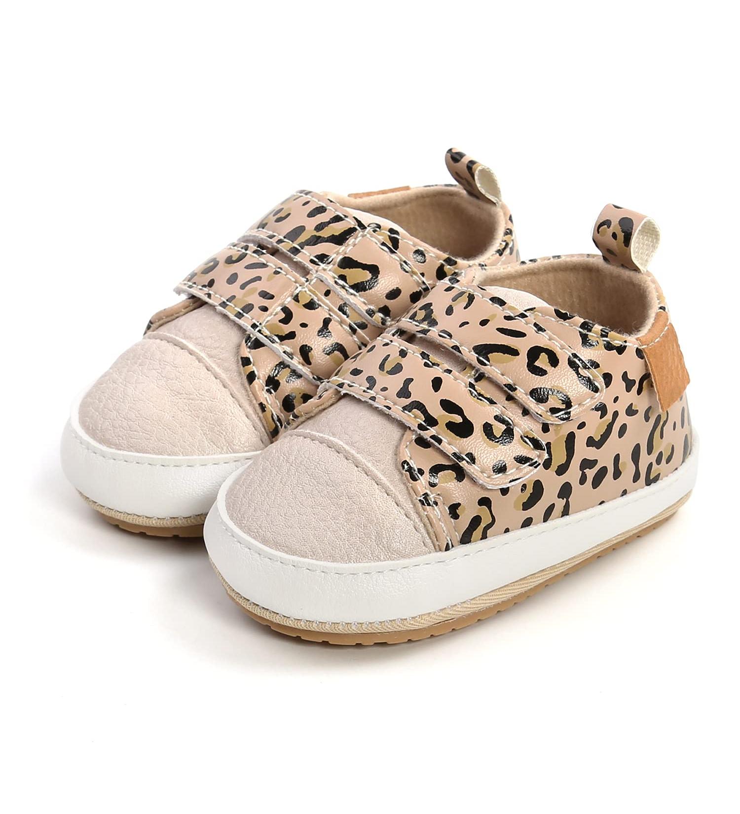 MK Matt Keely Baby Girl First Walking Shoes | Anti-Slip Soft PU Leather Sneakers | Infant Toddler 12-18 Months | Leopard Print - Buy Online on GoSupps.com
