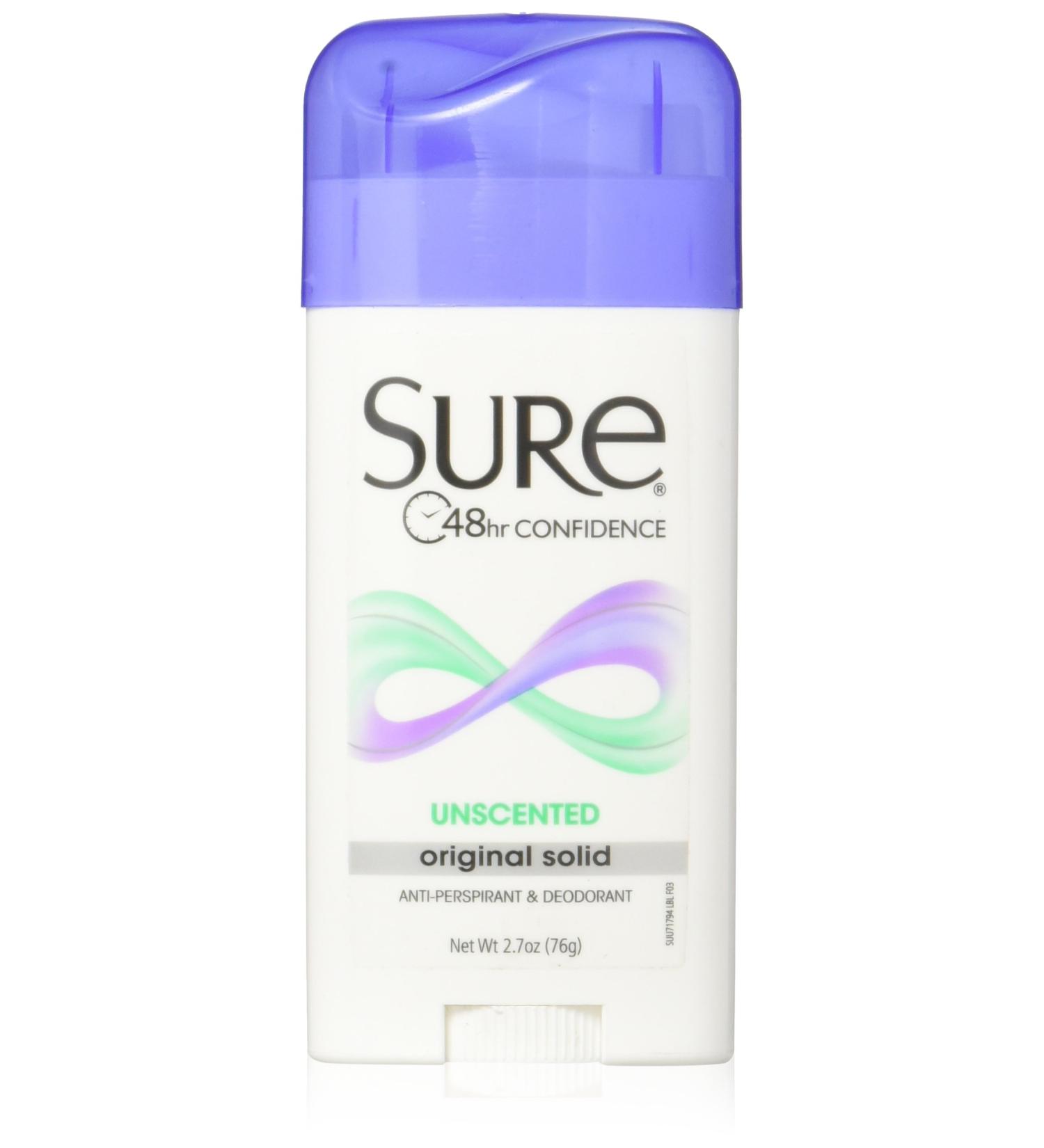 Sure Original Solid Unscented Anti-Perspirant Deodorant 2.7 oz (Pack of 2) - Long-lasting Protection - Buy Online on GoSupps.com