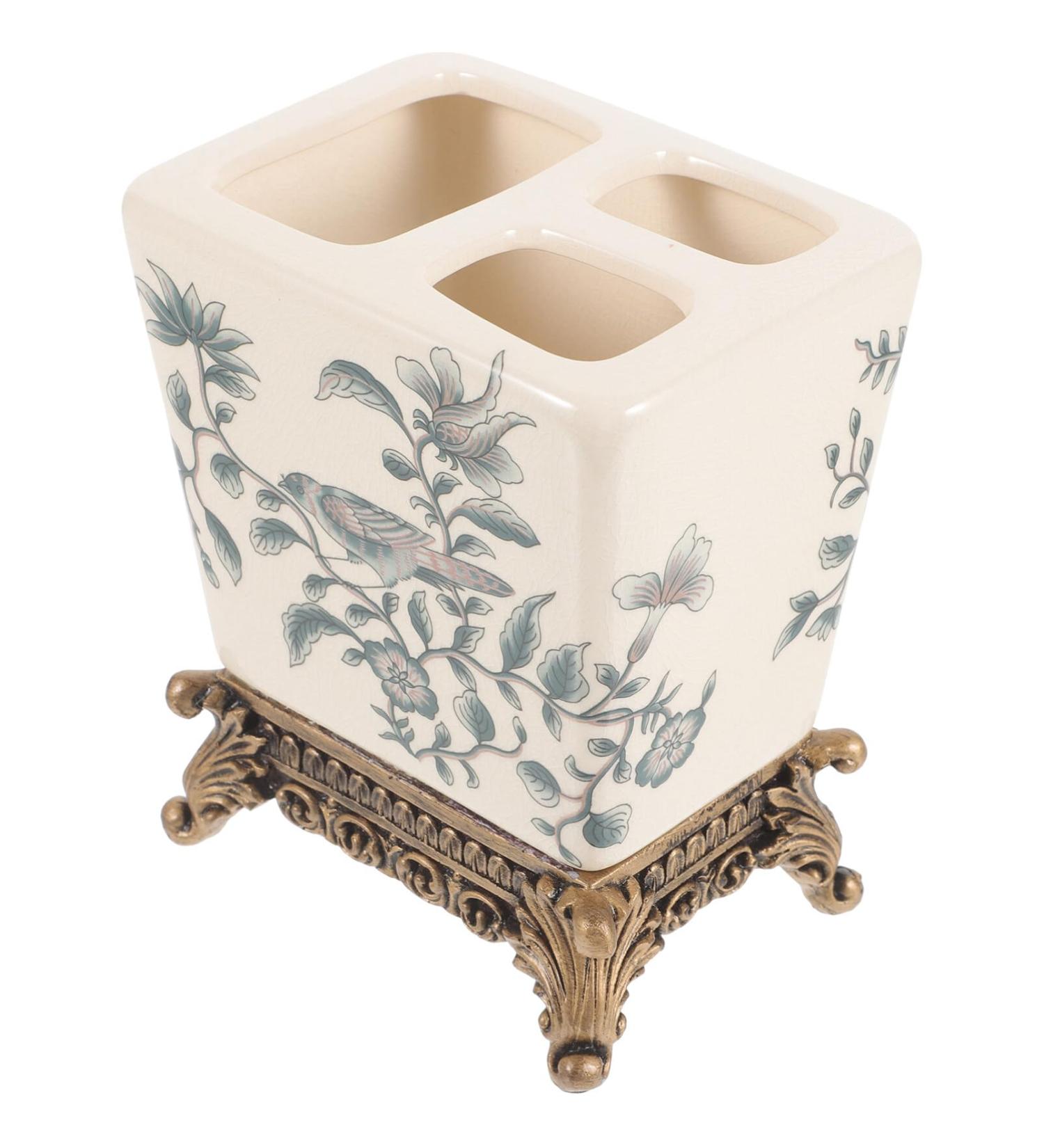 Buy Cabilock Ceramic Toothbrush Holder - Versatile Bathroom Accessory for Washbasins | American Style Toothpaste Storage - Buy Online on GoSupps.com