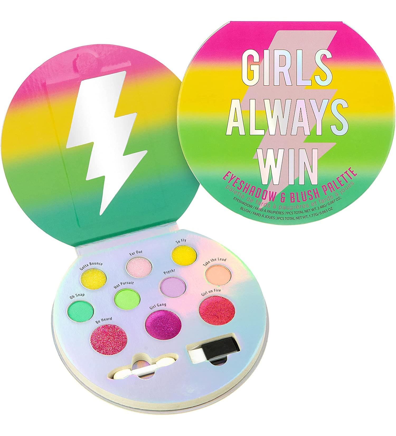 Expressions Girls Always Win Glisten & Glitter Makeup Palette - 10 Color Eyeshadow & Blush Set | Cute Compact with Mirror | Washable & Non-Toxic | Perfect Gifts for Girls - Buy Online on GoSupps.com