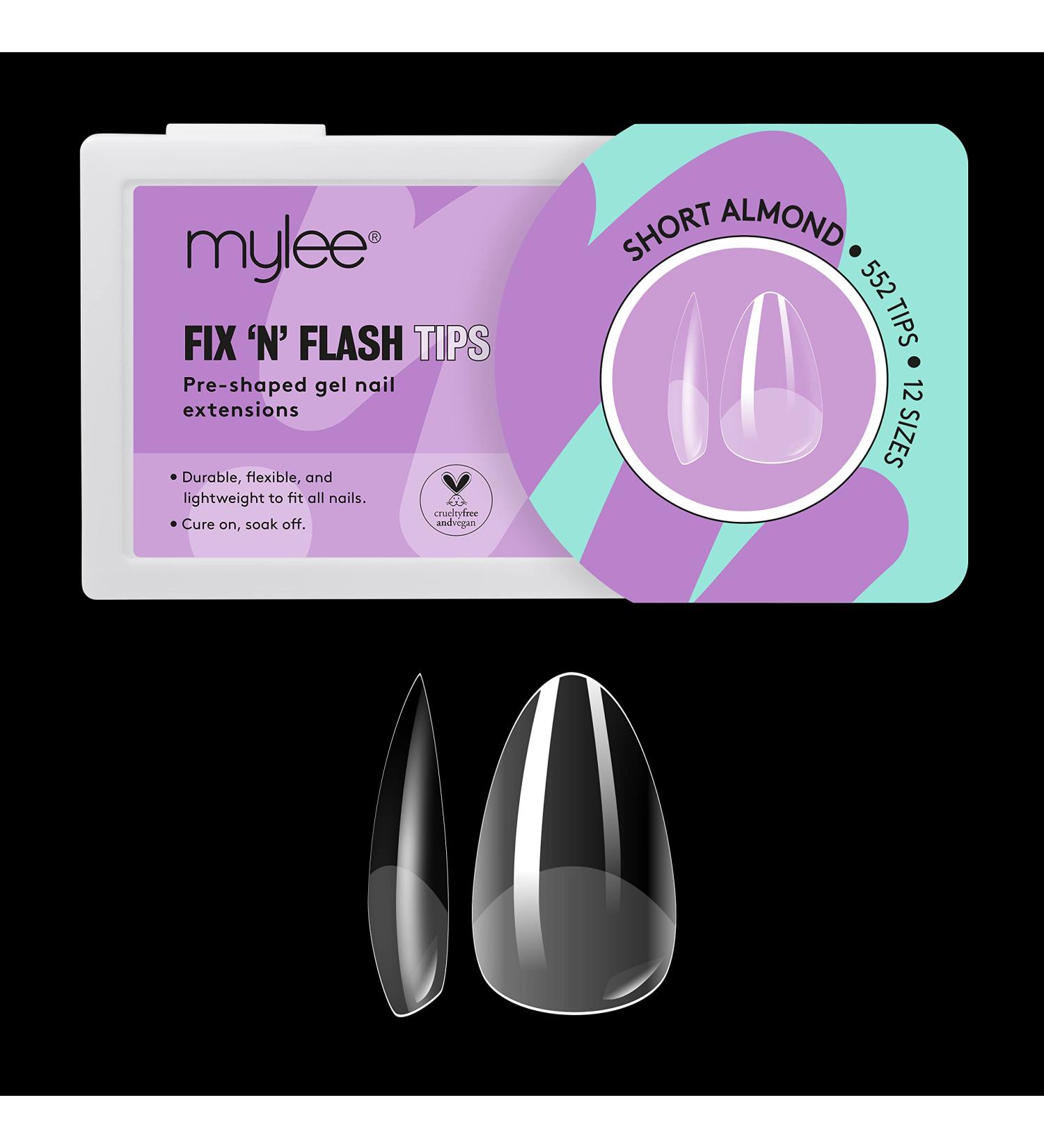 Mylee Fix N Flash Soft Gel Tips - Short Almond - 552 PCS | Full Cover Gel Nail Extensions | 12 Sizes | Nail Art & Flexible Resistant Tips - Buy Online on GoSupps.com