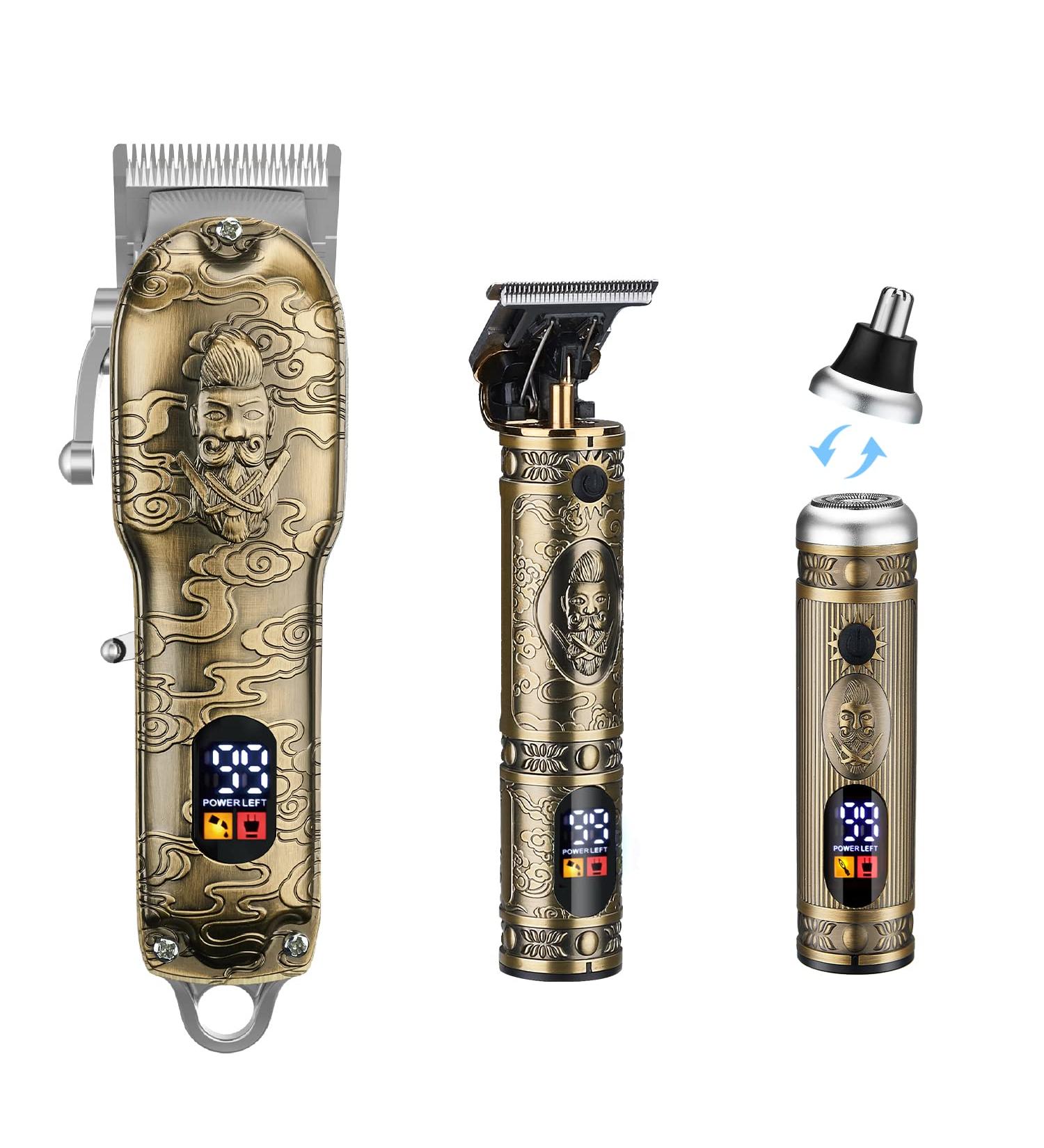 JTTJDB Professional Hair Clippers Set - Cordless T-Blade Trimmer Kit with LCD Display - Gold Knight - Buy Online on GoSupps.com