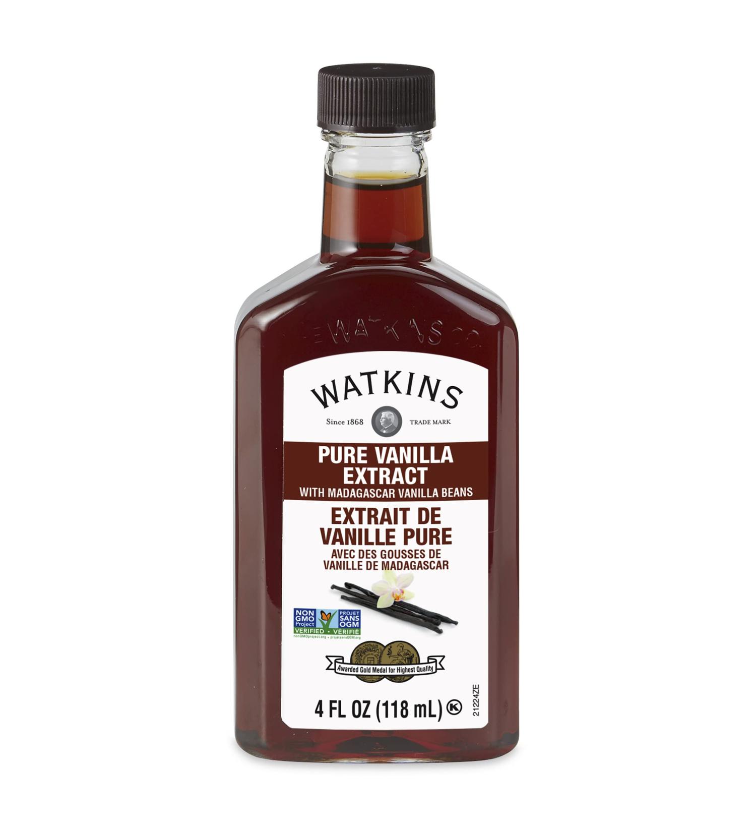 Watkins Pure Vanilla Extract with Madagascar Vanilla Beans 4 oz Bottle - Non-GMO & Kosher - Buy Online on GoSupps.com