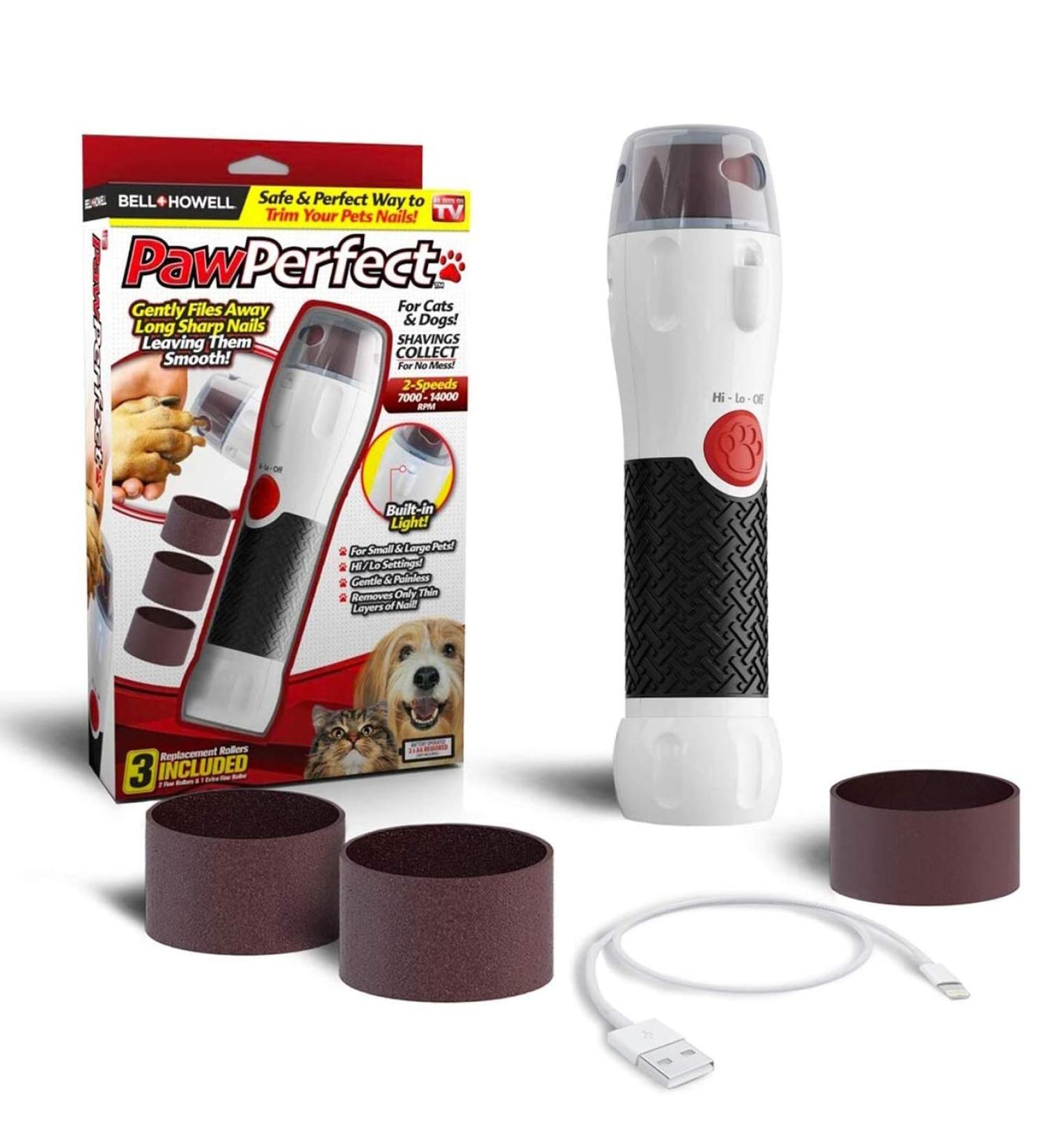 PAWPERFECT Rechargeable Pet Nail File for Dogs, Cats & Small Animals - 7000-14,000 RPM - As Seen On TV - Buy Online on GoSupps.com