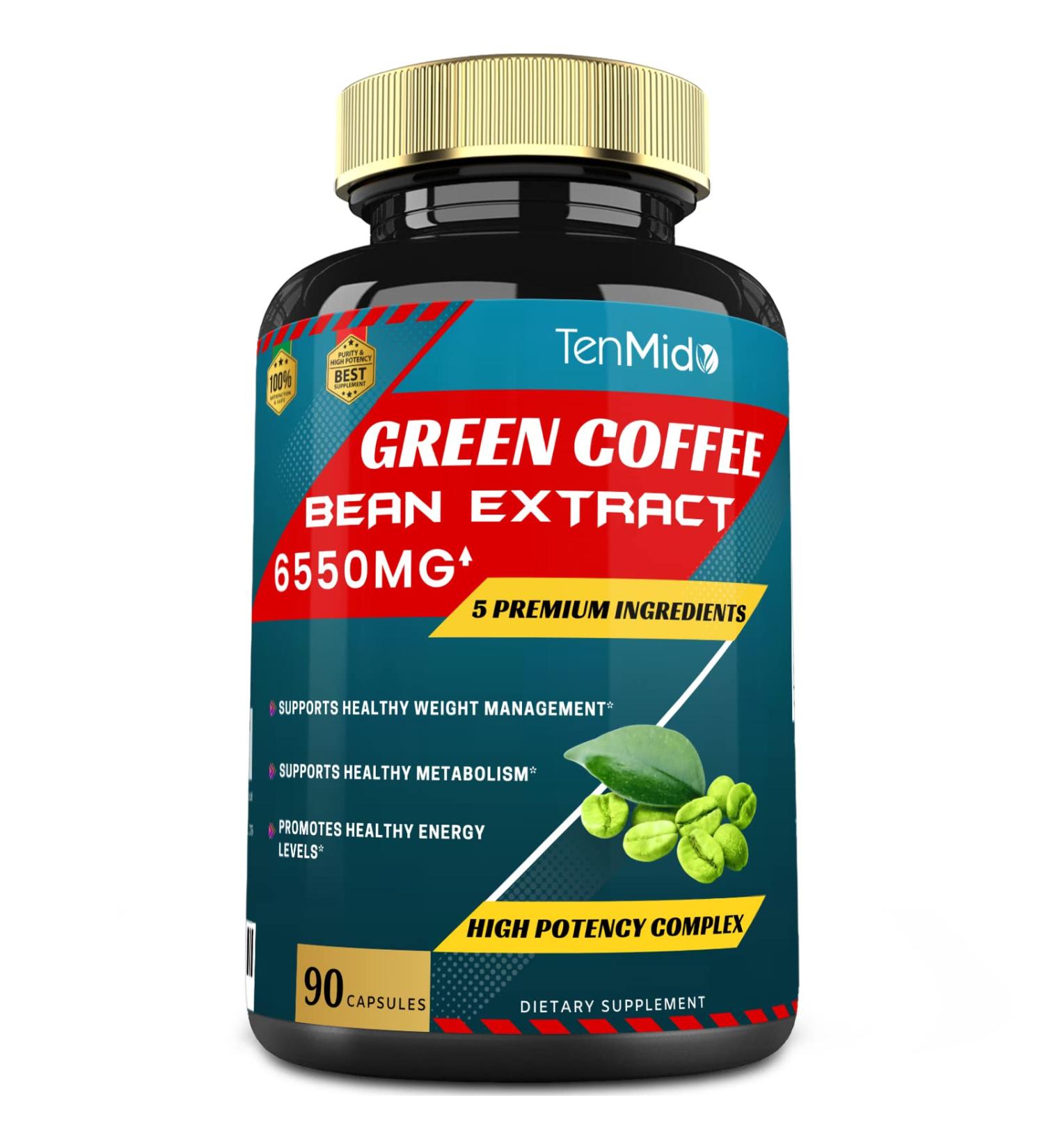 Green Coffee Bean Extract Capsules 6550mg | 3 Months Supply with Garcinia, Olive, Green Tea, Kidney & Pepper | Supports Weight Management, Brain Health & Energy | Antioxidant Boost - Buy Online on GoSupps.com