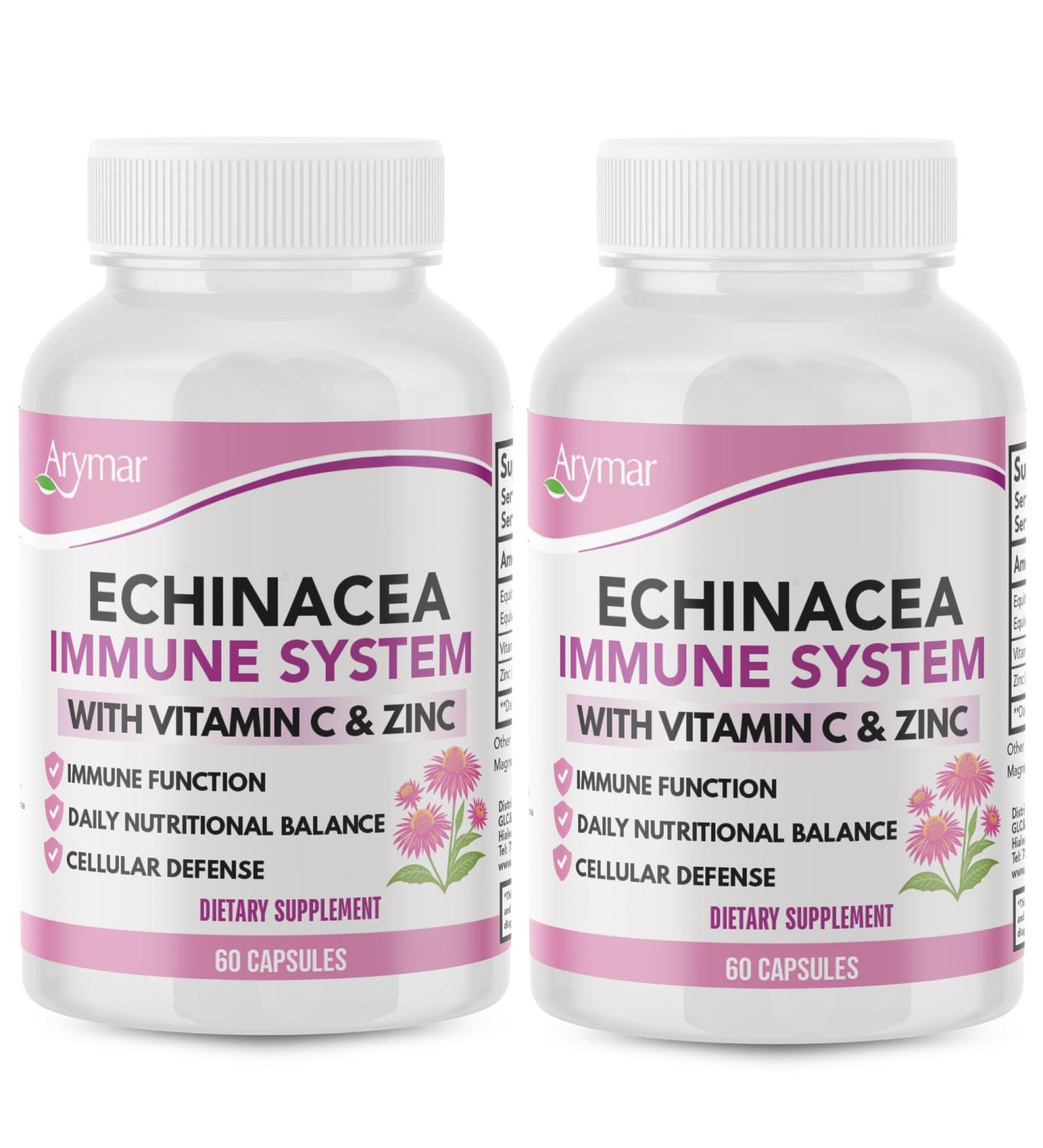 Arymar Echinacea with Vitamin C and Zinc Daily Wellness 60 Capsules (2 Pack) - Buy Online on GoSupps.com