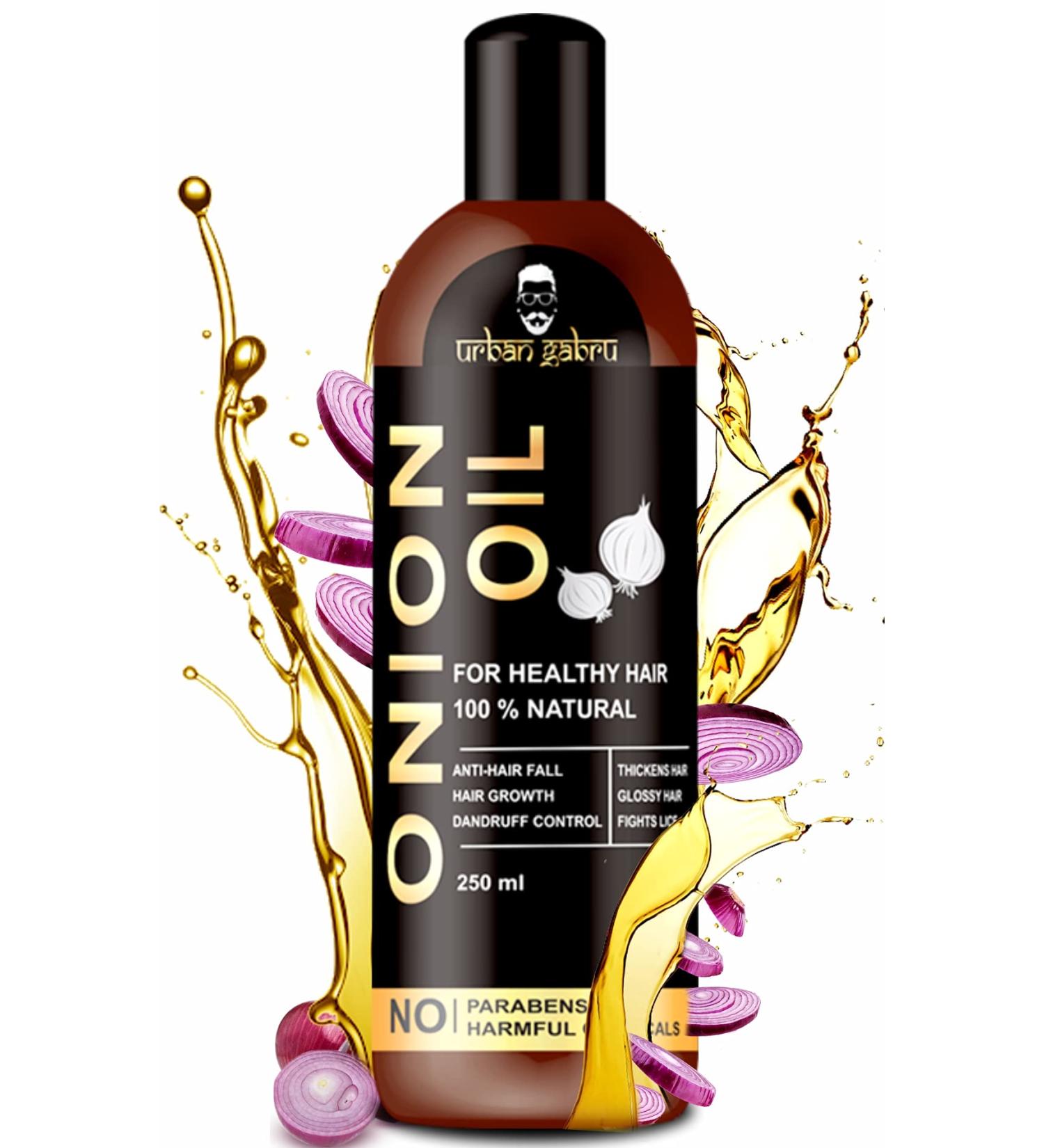 Organic Urbangabru Onion Oil for Hair Growth | 8 Fl Oz Onion Juice Hair Oil for Dry Damaged Hair - Buy Online on GoSupps.com