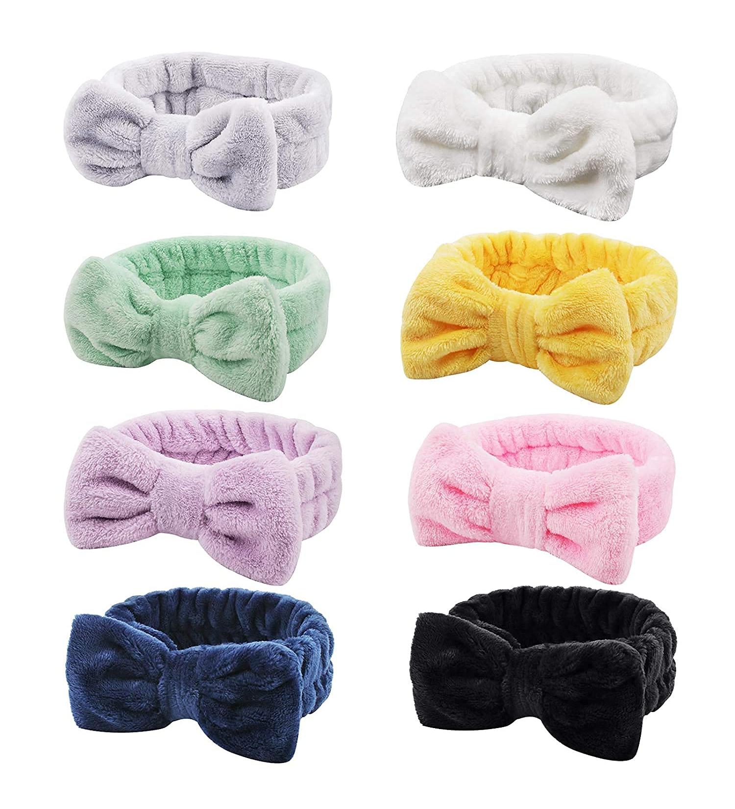 AMCAMI Spa Headband Set - Coral Fleece Makeup and Washing Face Headbands for Women - Non-Slip Elastic Hairlace - 8PCS - Buy Online on GoSupps.com