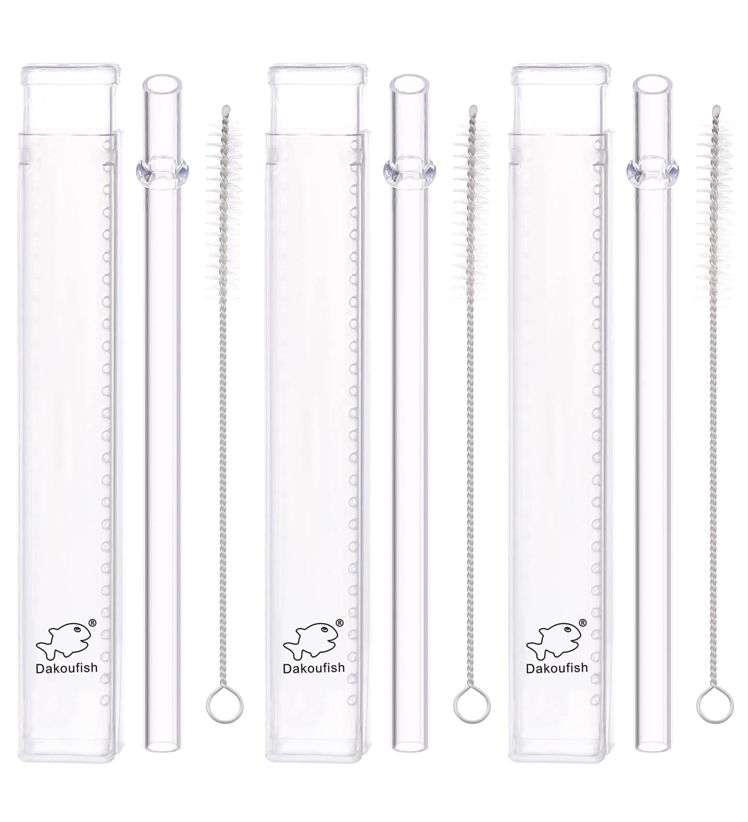 Dakoufish 11 inch Reusable Tritan Plastic Straws with Collapsible Storage Box & Cleaning Brush for 24 oz 30 oz 40oz Jars/Tumblers Pack of 3sets Clear 11 Inch straws and box (3sets) - Buy Online on GoSupps.com
