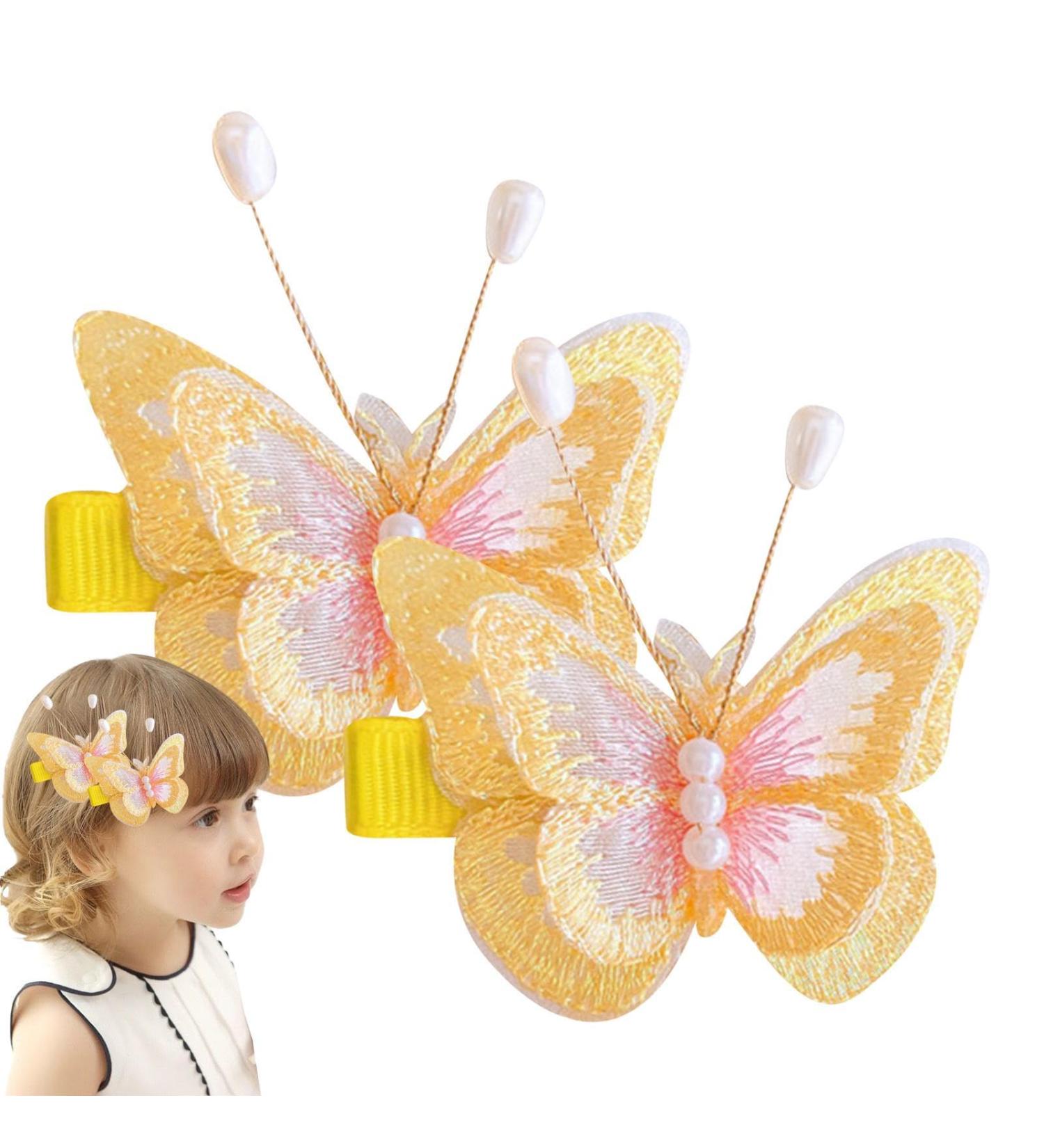 Butterflies Clips for Hair - Moving 3D Hair Decor - Cute Sparkly Clamps Pins Flying Butterflies with Shiny Rhinestone Women Girls Hair Accessories for Bride Weddings Rowces A Pair of Yellow Embroidered Butterflies - Buy Online on GoSupps.com