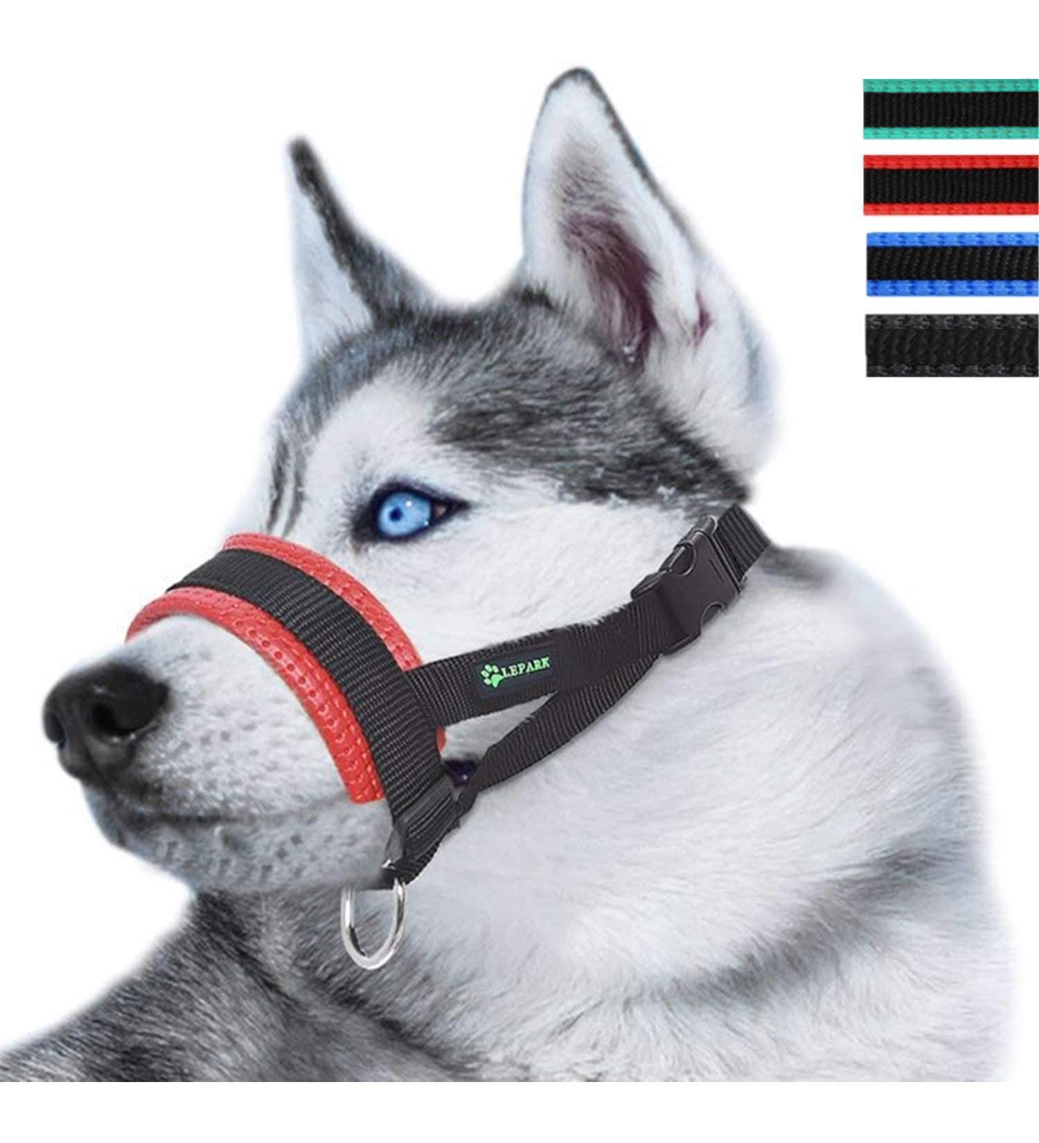 ILEPARK XXL Red Nylon Dog Muzzle - Adjustable Loop to Prevent Biting Barking & Chewing | International Shipping - Buy Online on GoSupps.com
