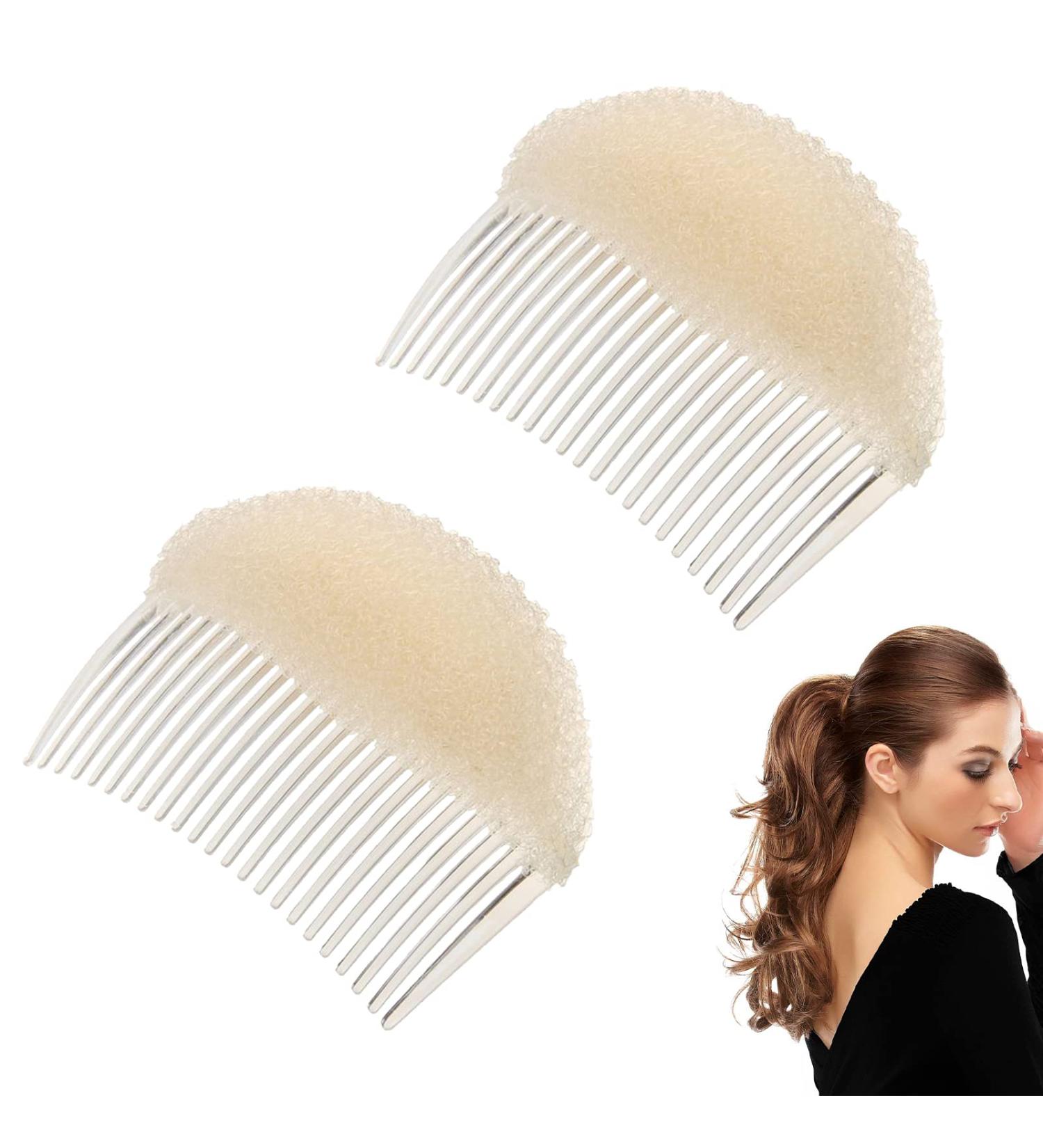 Fluffy Hair Clip & Volume Bump Comb Set - 2 Beige Hair Accessories for Updos | International Shipping Available - Buy Online on GoSupps.com