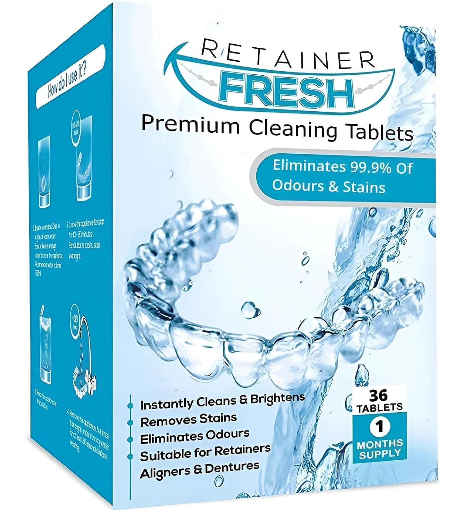 Retainer Cleaning Tablets - 36 Count | Fresh Brite & Stain-Free | Denture, Aligner, Mouth Guard Cleaner - Buy Online on GoSupps.com