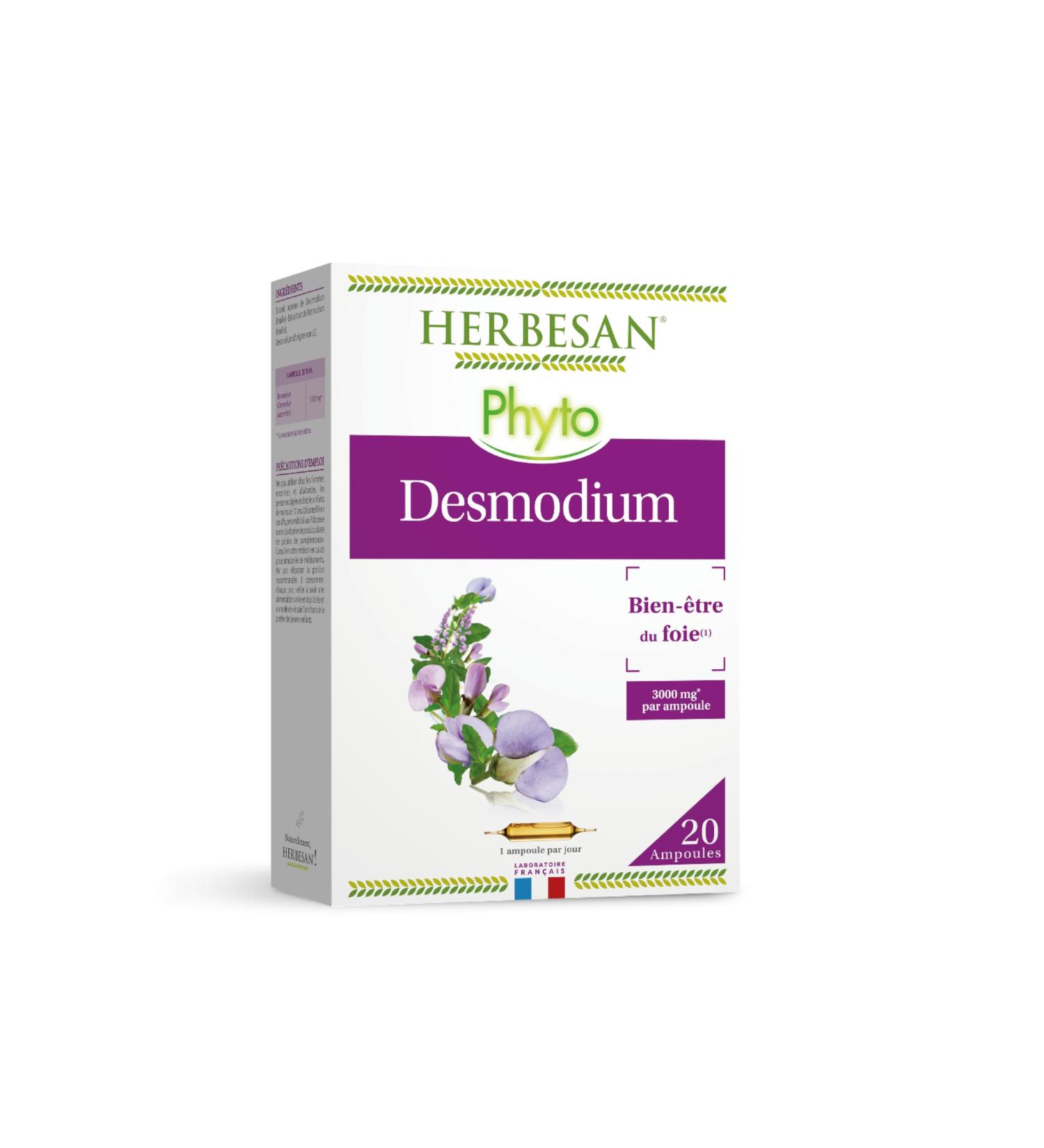 HERBESAN DESMODIUM 3000 mg Liver well-being French laboratory 20 ampoules of 10 ml - Buy Online on GoSupps.com