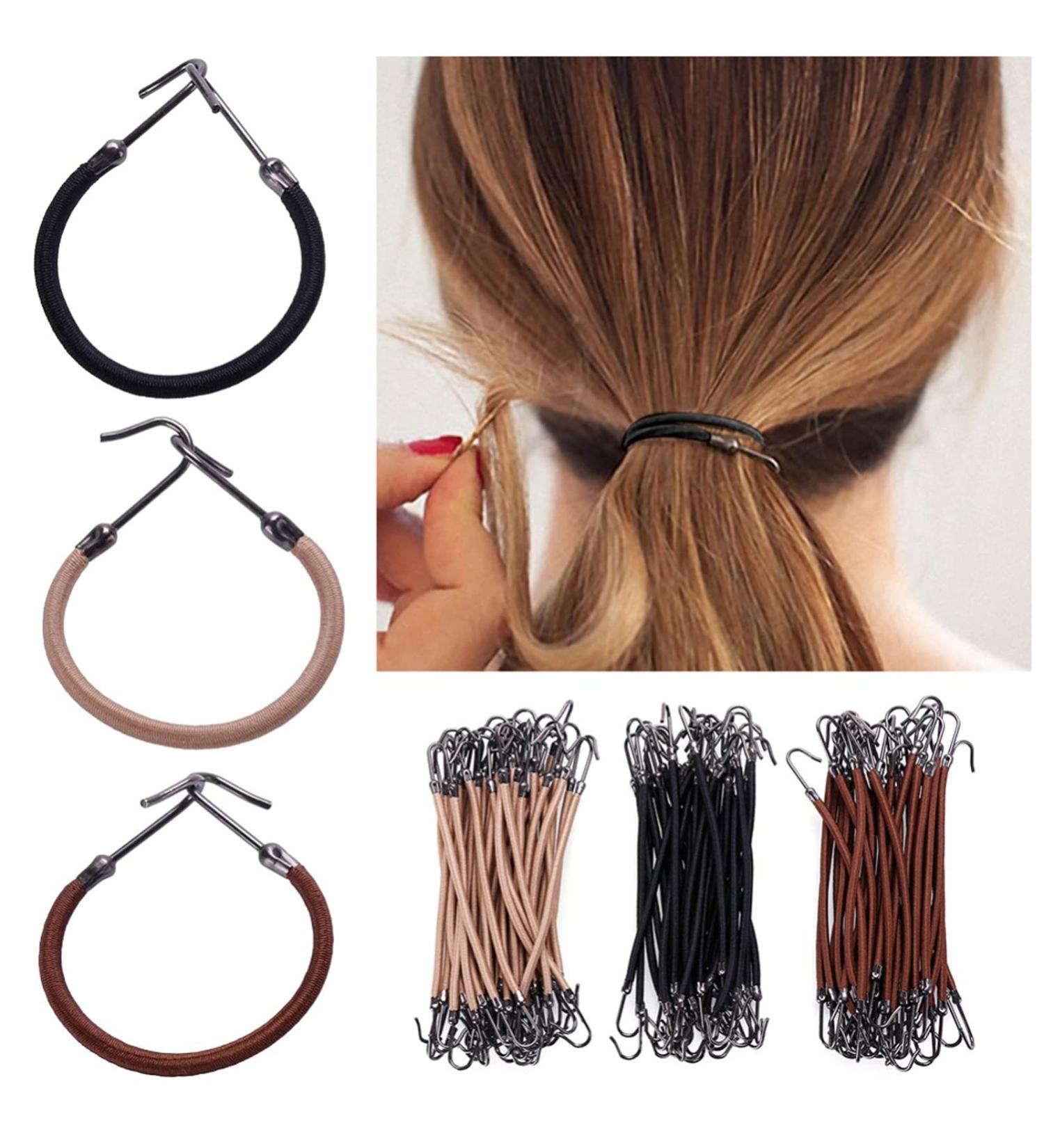 15 PCS Ponytail Hooks Hair Clips for Women - Elastic Hair Ties Rubber Band Holders - Reusable Bungee Cords with Hooks - Styling Accessories - Buy Online on GoSupps.com