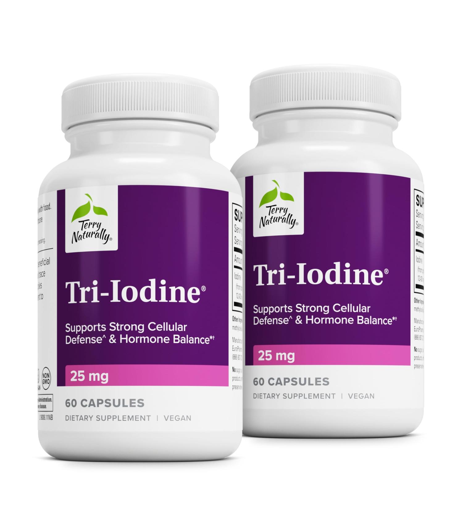 Terry Naturally Tri-Iodine - Dietary Supplement for Breast & Prostate Health Support - Healthy Thyroid Function Supplement Aid - 25 mg 60 Capsules 2 Pack - Buy Online on GoSupps.com