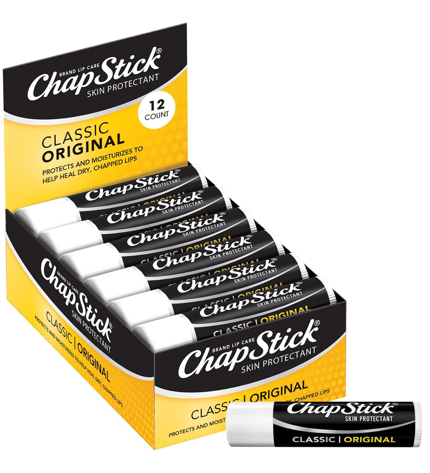 ChapStick Bulk Lip Balm Classic Original 12-Count Lip Moisturizer for Dry Lips 0.15 Oz Ea - Buy Online on GoSupps.com