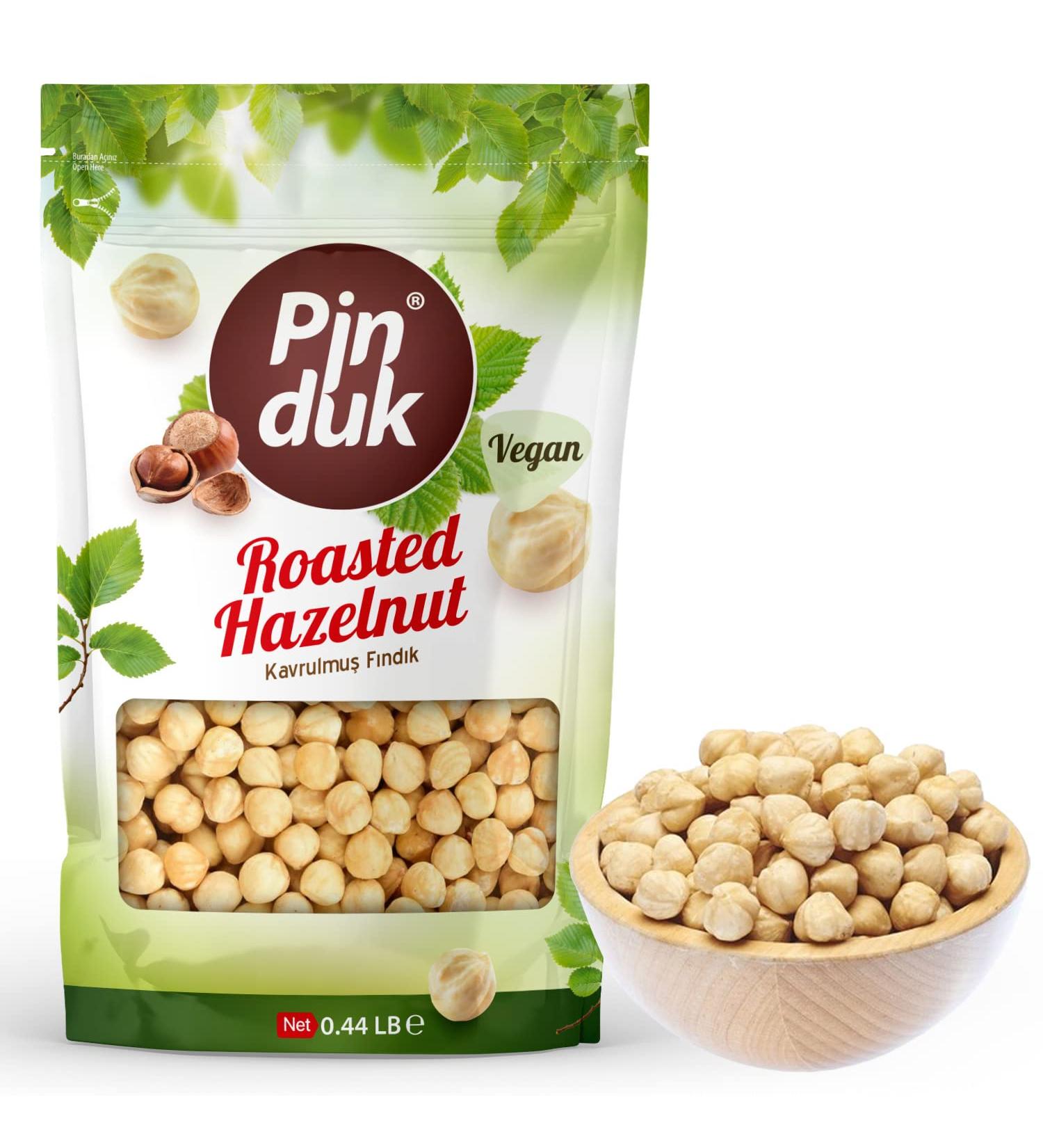Pinduk Roasted Unsalted Hazelnuts - Premium Quality, 100% Natural Non-GMO, Kosher & Project Certified, Gluten-Free Keto Diet Snacks - 0.44 lb Resealable Bag - Buy Online on GoSupps.com