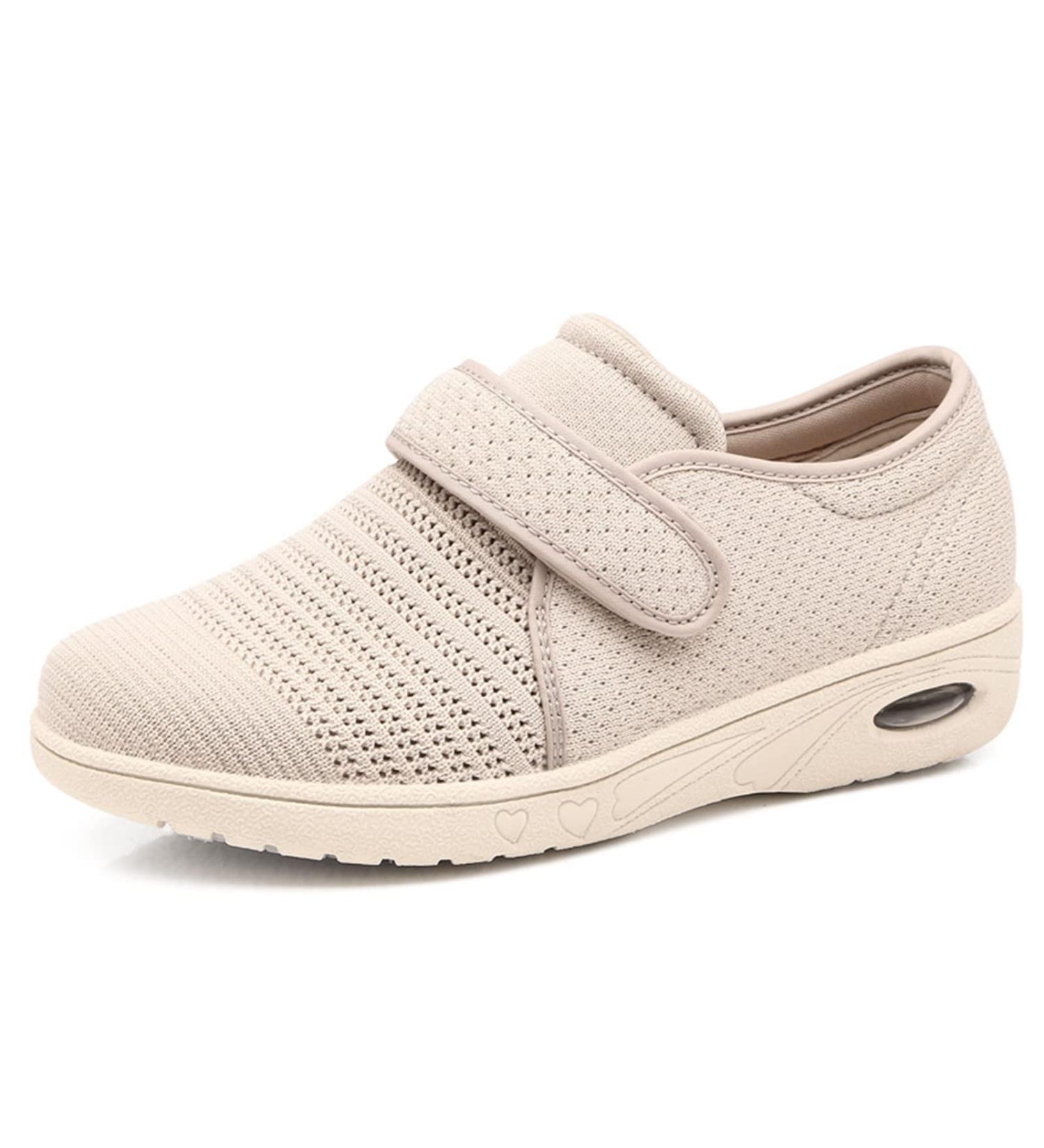 Oldms Women's Extra Wide Orthopedic Diabetic Walking Shoes with Adjustable Closure and 2 Cushioned Insoles - Relief for Swollen Ankles, Edema, Diabetic Bunion, Arthritis, Plantar Fasciitis - Size 10 (Beige) - Buy Online on GoSupps.com
